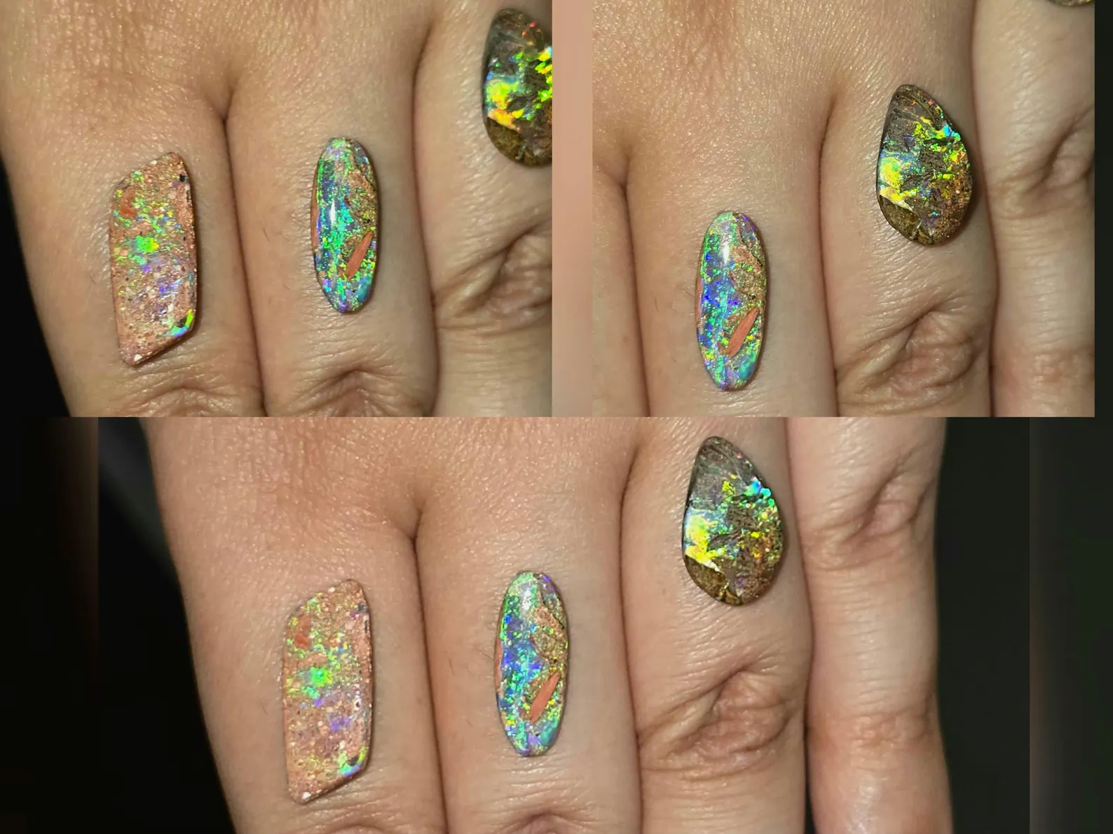 PIPE BOULDERS, TEAL, PURPLE, CUSTOM Natural Australian Boulder Opal Ring Silver thumbnail 3