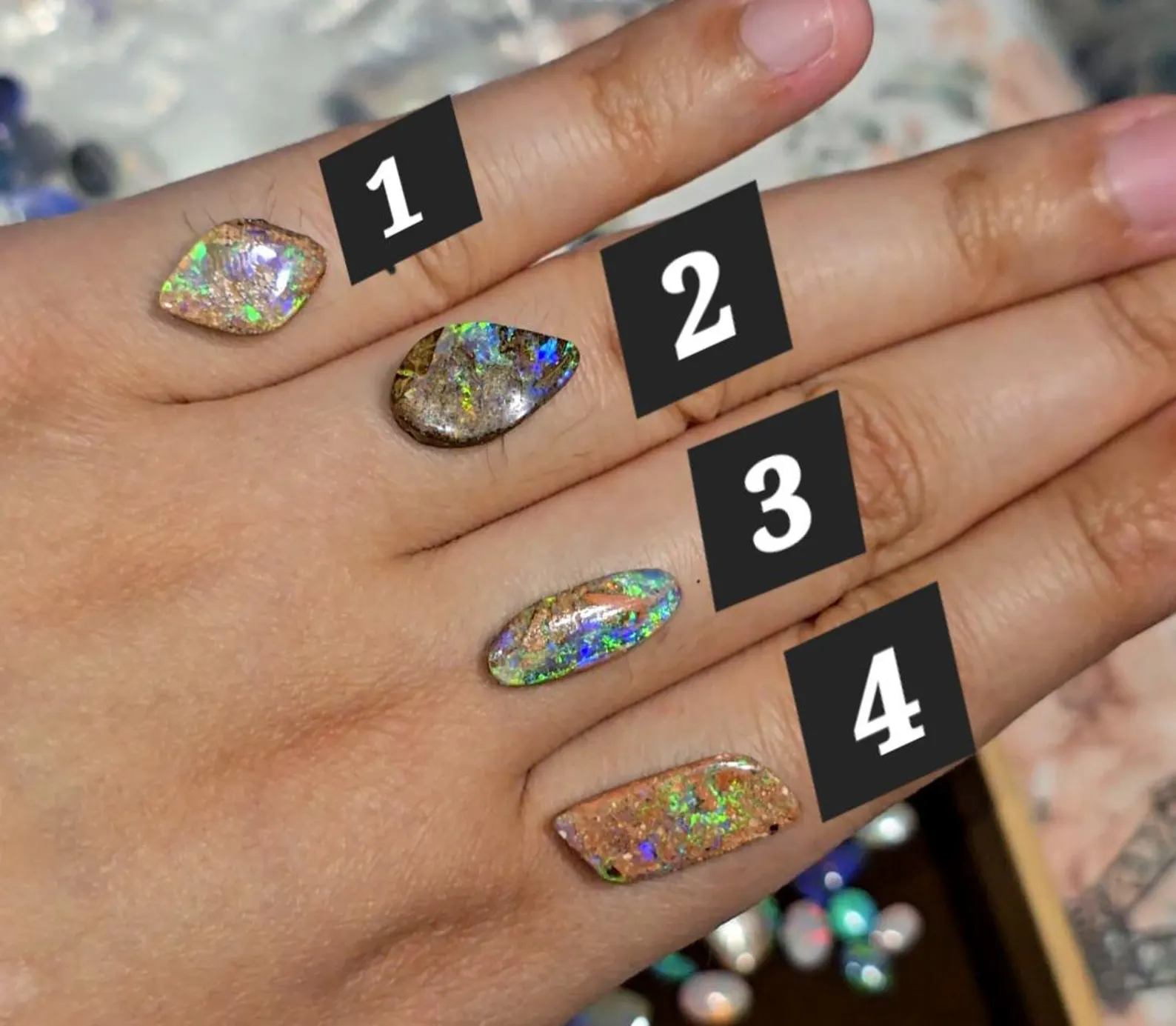 PIPE BOULDERS, TEAL, PURPLE, CUSTOM Natural Australian Boulder Opal Ring Silver thumbnail 2