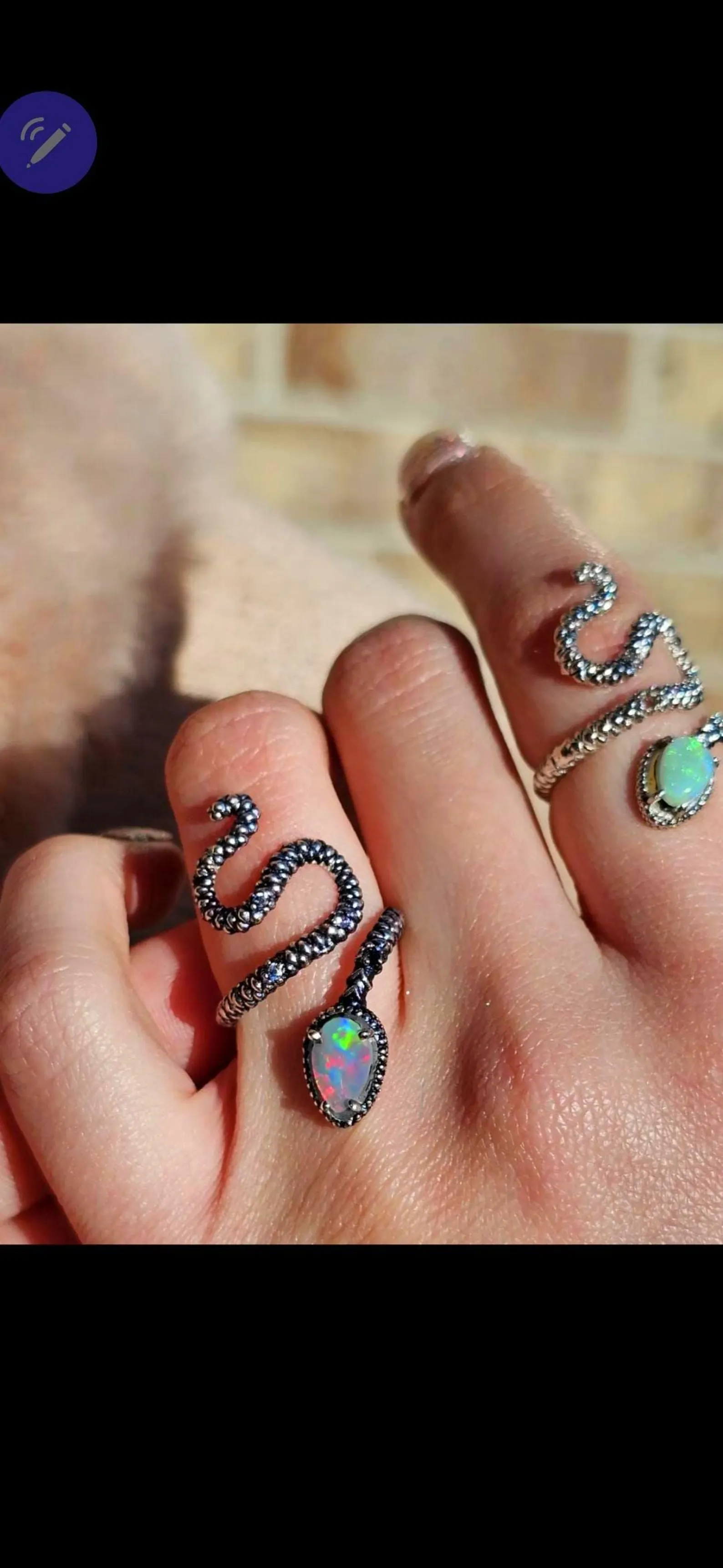 CUSTOM SNAKE Natural Australian Opal Ring, 925 silver, in your size thumbnail 2