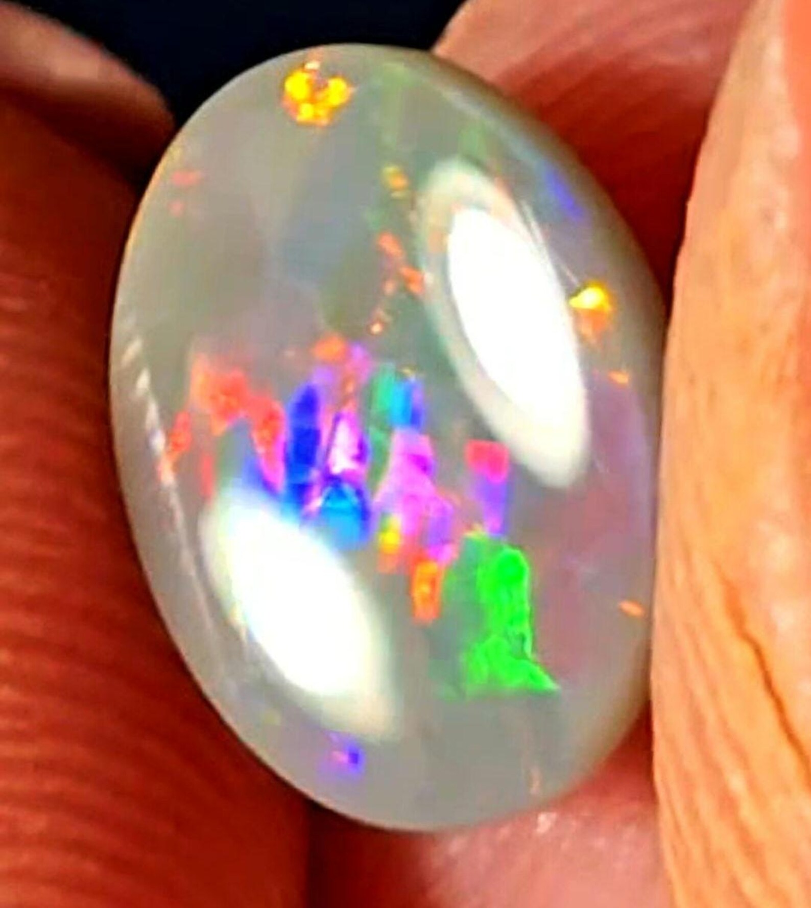 NEON RAINBOW - CUSTOM Natural Australian Opal Ring thumbnail 6