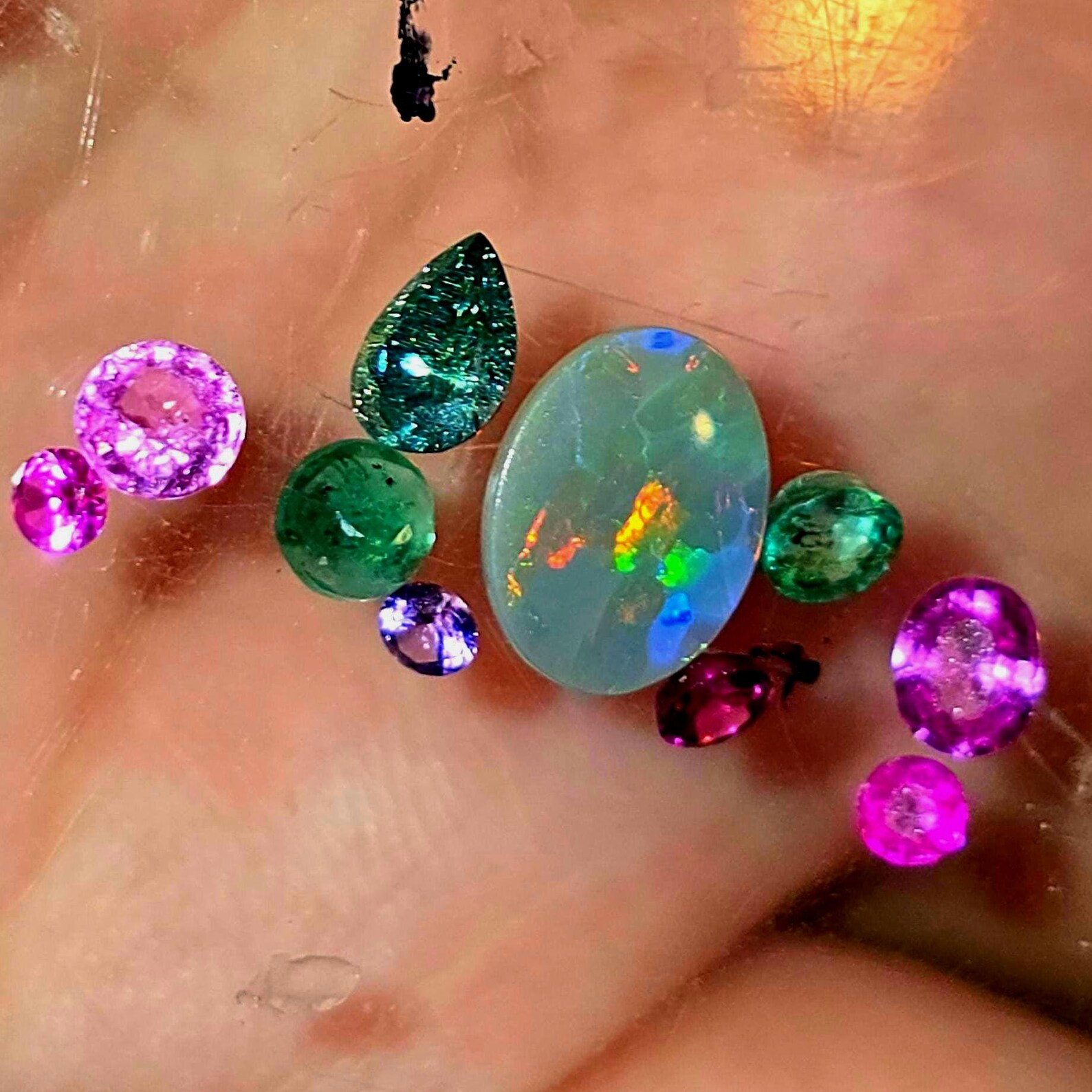 NEON RAINBOW - CUSTOM Natural Australian Opal Ring thumbnail 2