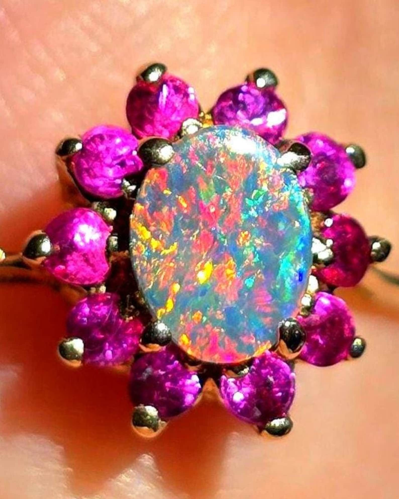 Ruby Lush Life - Solid 10k Gold Natural Australian Opal Ring Size 5