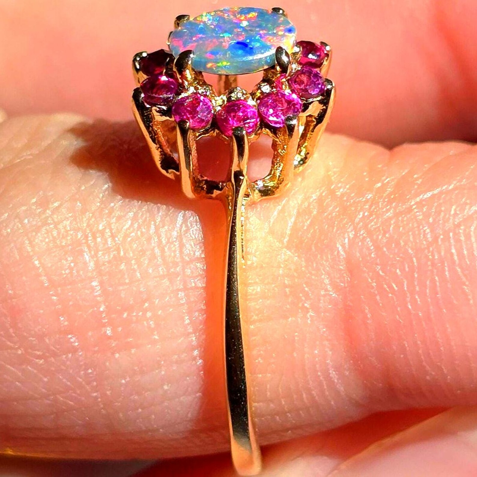 Ruby Lush Life - Solid 10k Gold Natural Australian Opal Ring Size 5 thumbnail 15