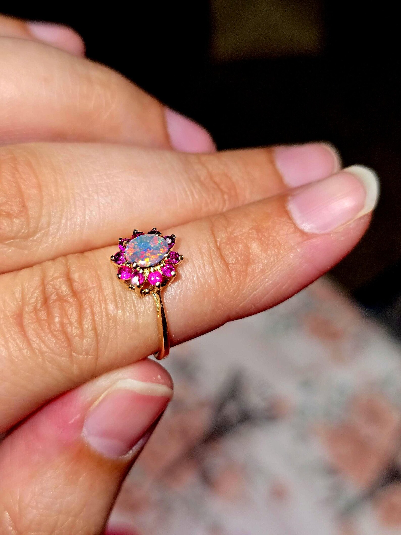 Ruby Lush Life - Solid 10k Gold Natural Australian Opal Ring Size 5 thumbnail 14