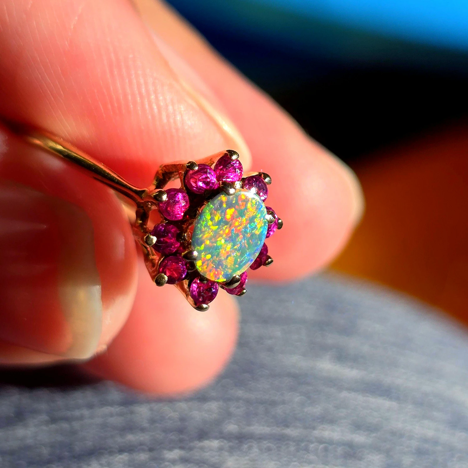 Ruby Lush Life - Solid 10k Gold Natural Australian Opal Ring Size 5 thumbnail 10
