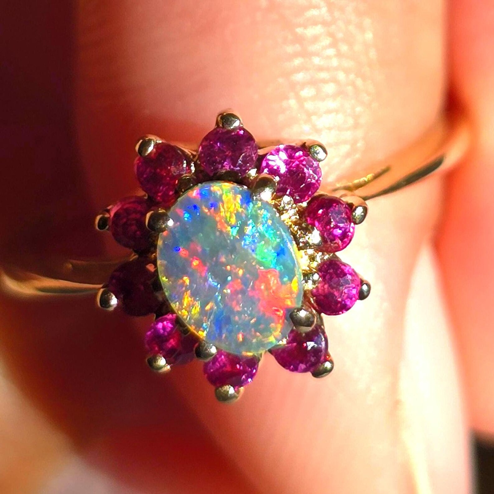 Ruby Lush Life - Solid 10k Gold Natural Australian Opal Ring Size 5 thumbnail 11