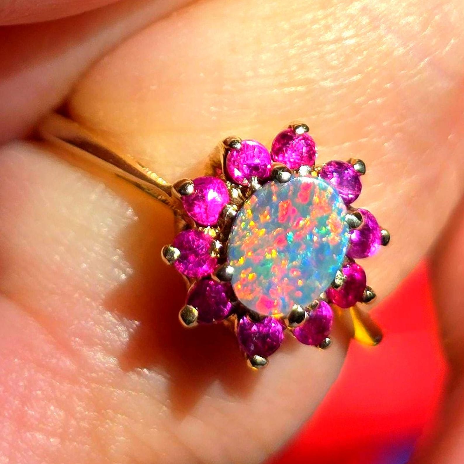 Ruby Lush Life - Solid 10k Gold Natural Australian Opal Ring Size 5 thumbnail 12