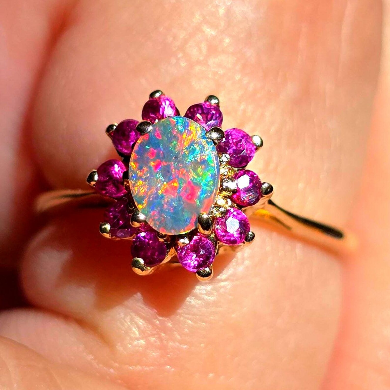 Ruby Lush Life - Solid 10k Gold Natural Australian Opal Ring Size 5 thumbnail 9