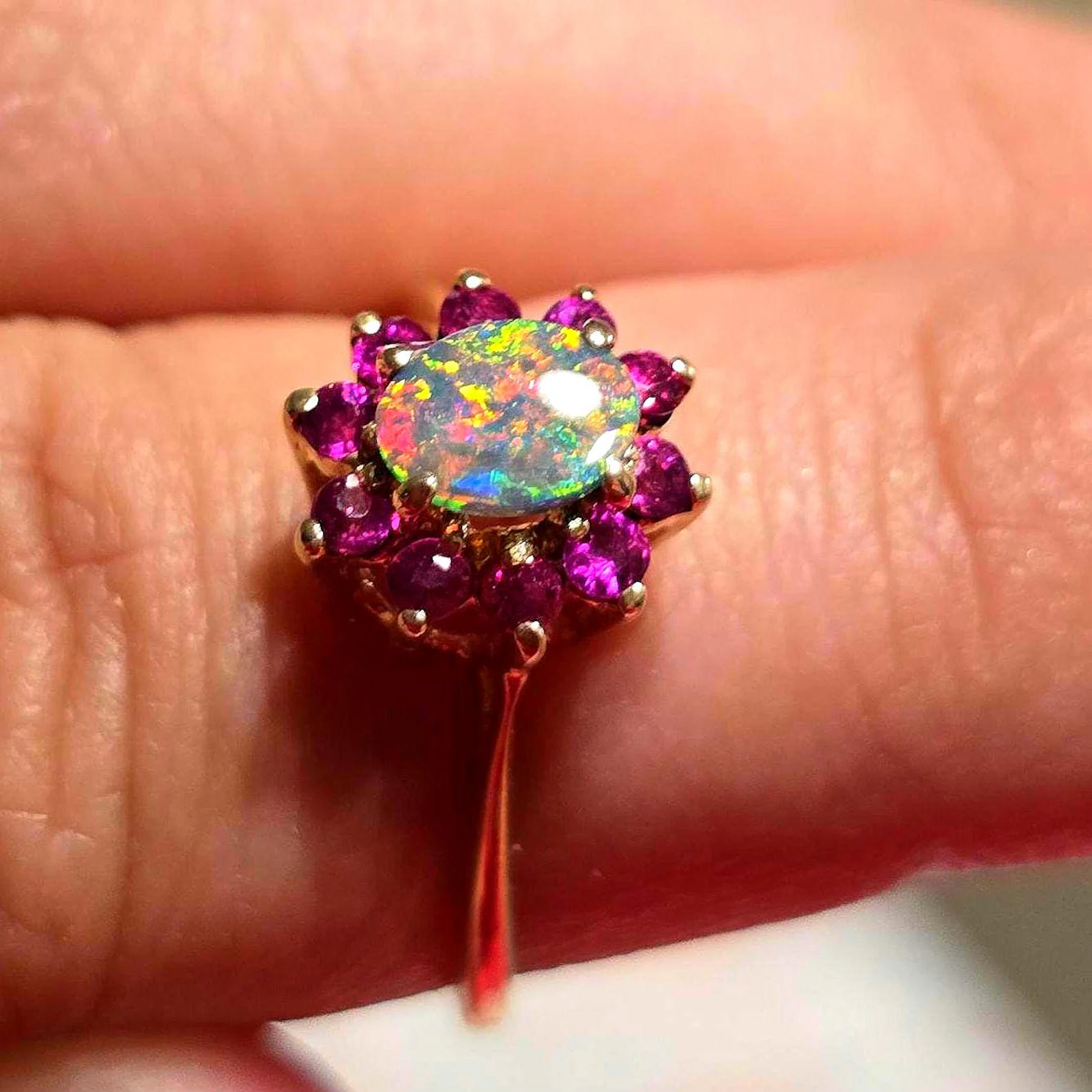 Ruby Lush Life - Solid 10k Gold Natural Australian Opal Ring Size 5 thumbnail 13