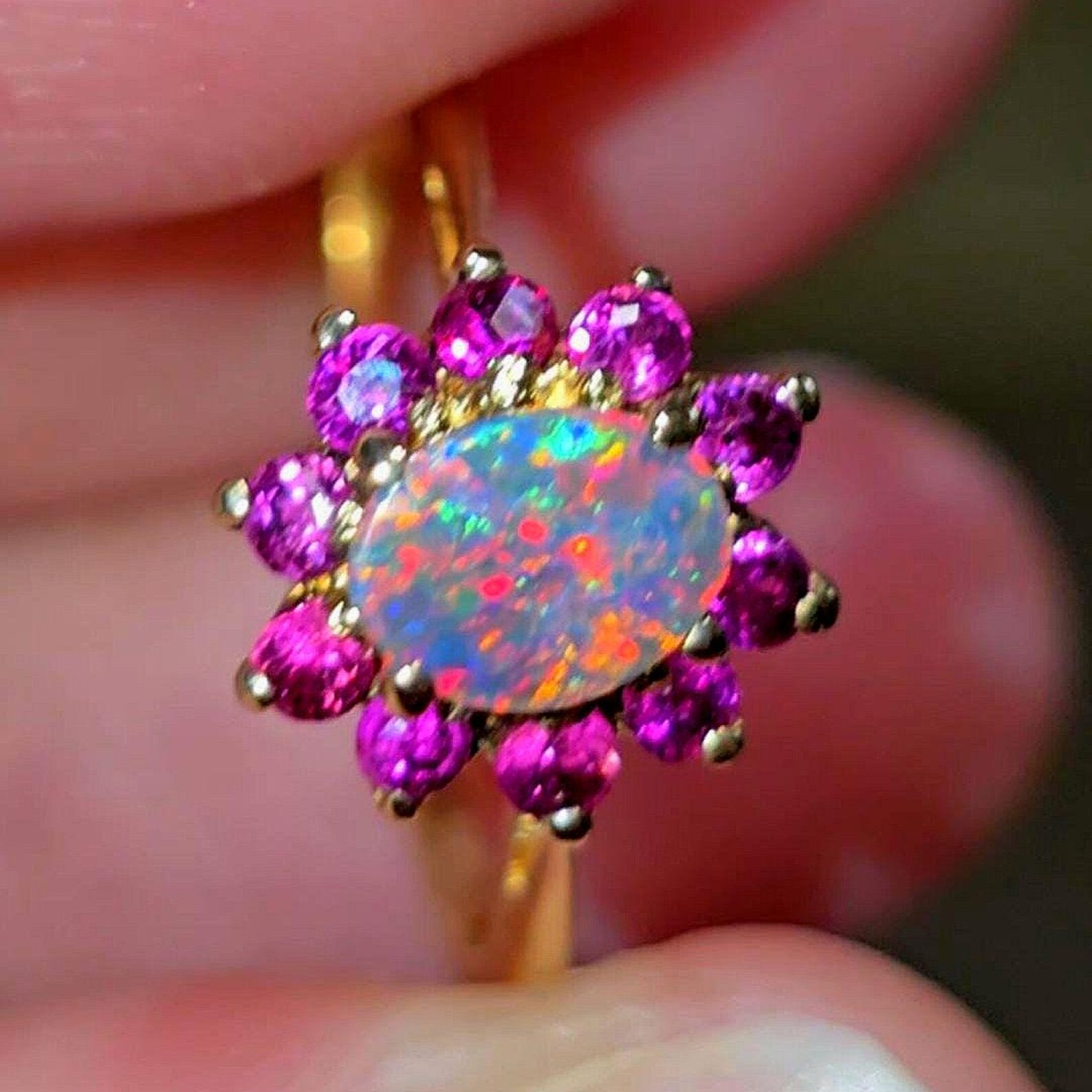 Ruby Lush Life - Solid 10k Gold Natural Australian Opal Ring Size 5 thumbnail 7