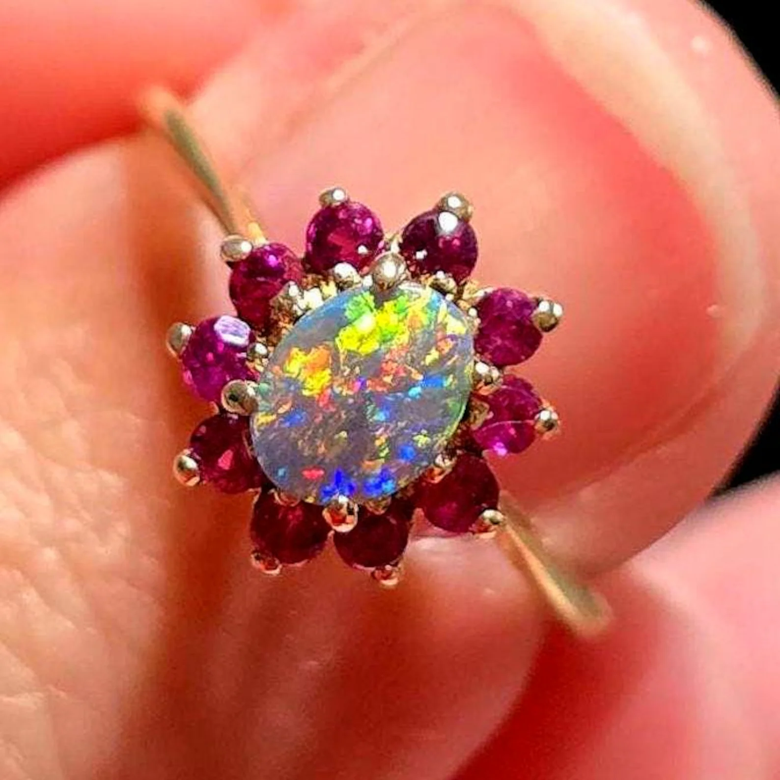 Ruby Lush Life - Solid 10k Gold Natural Australian Opal Ring Size 5 thumbnail 6