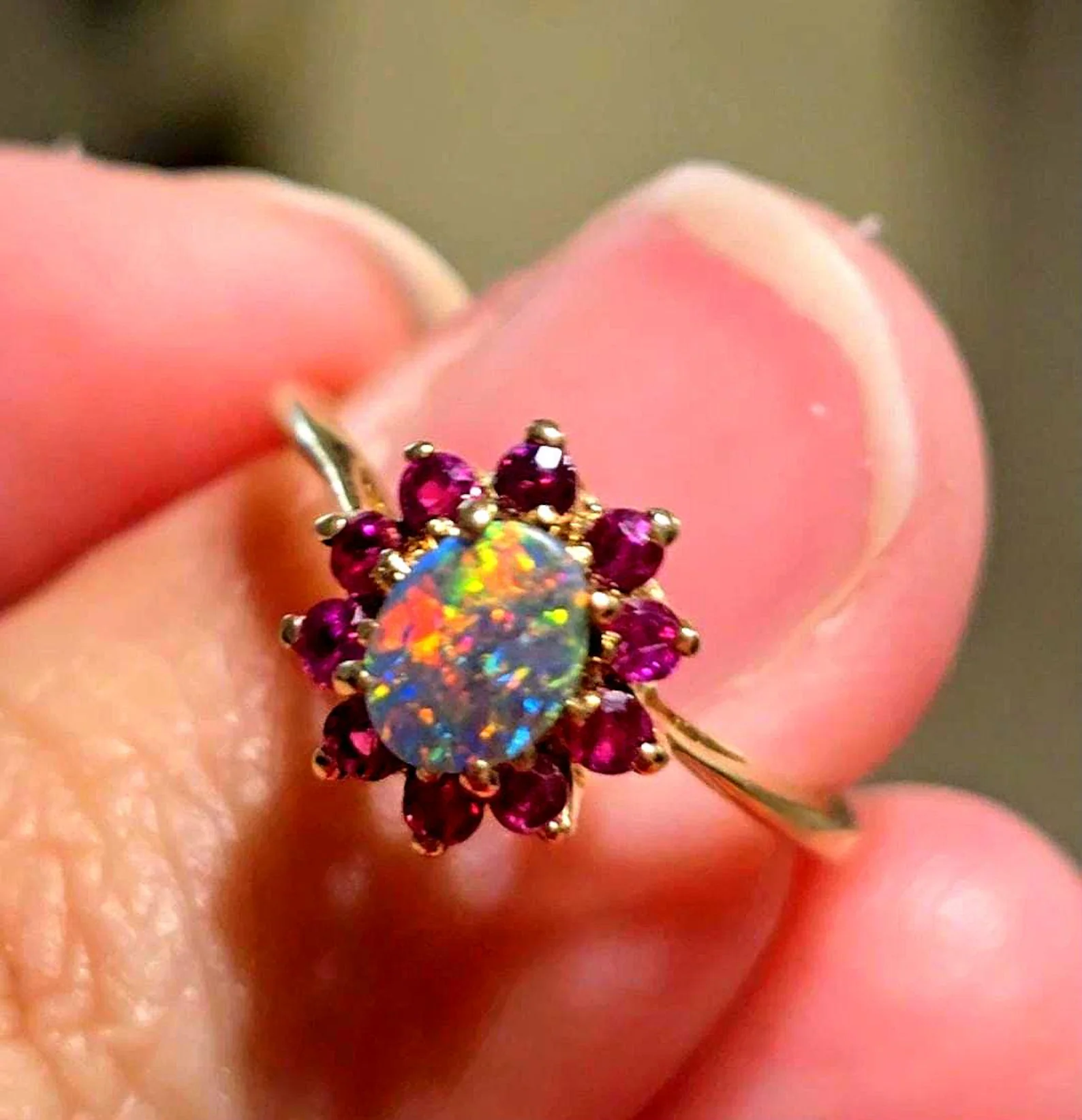 Ruby Lush Life - Solid 10k Gold Natural Australian Opal Ring Size 5 thumbnail 5