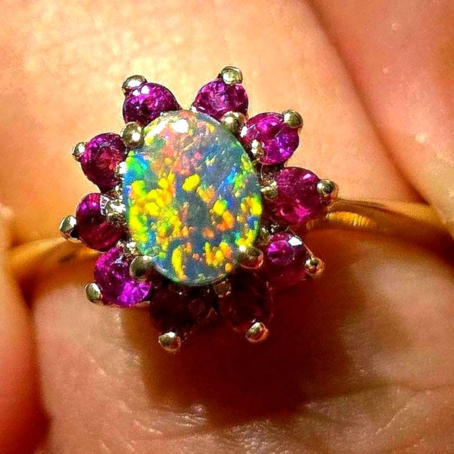 Ruby Lush Life - Solid 10k Gold Natural Australian Opal Ring Size 5 thumbnail 4