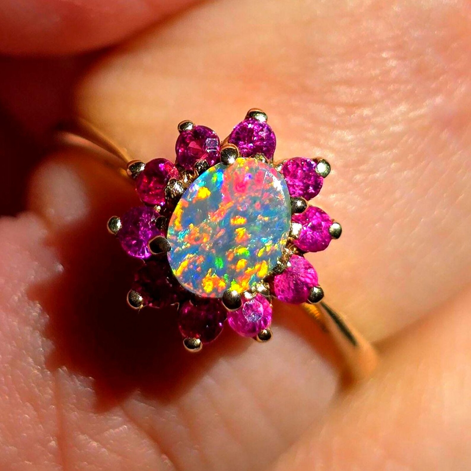 Ruby Lush Life - Solid 10k Gold Natural Australian Opal Ring Size 5 thumbnail 3