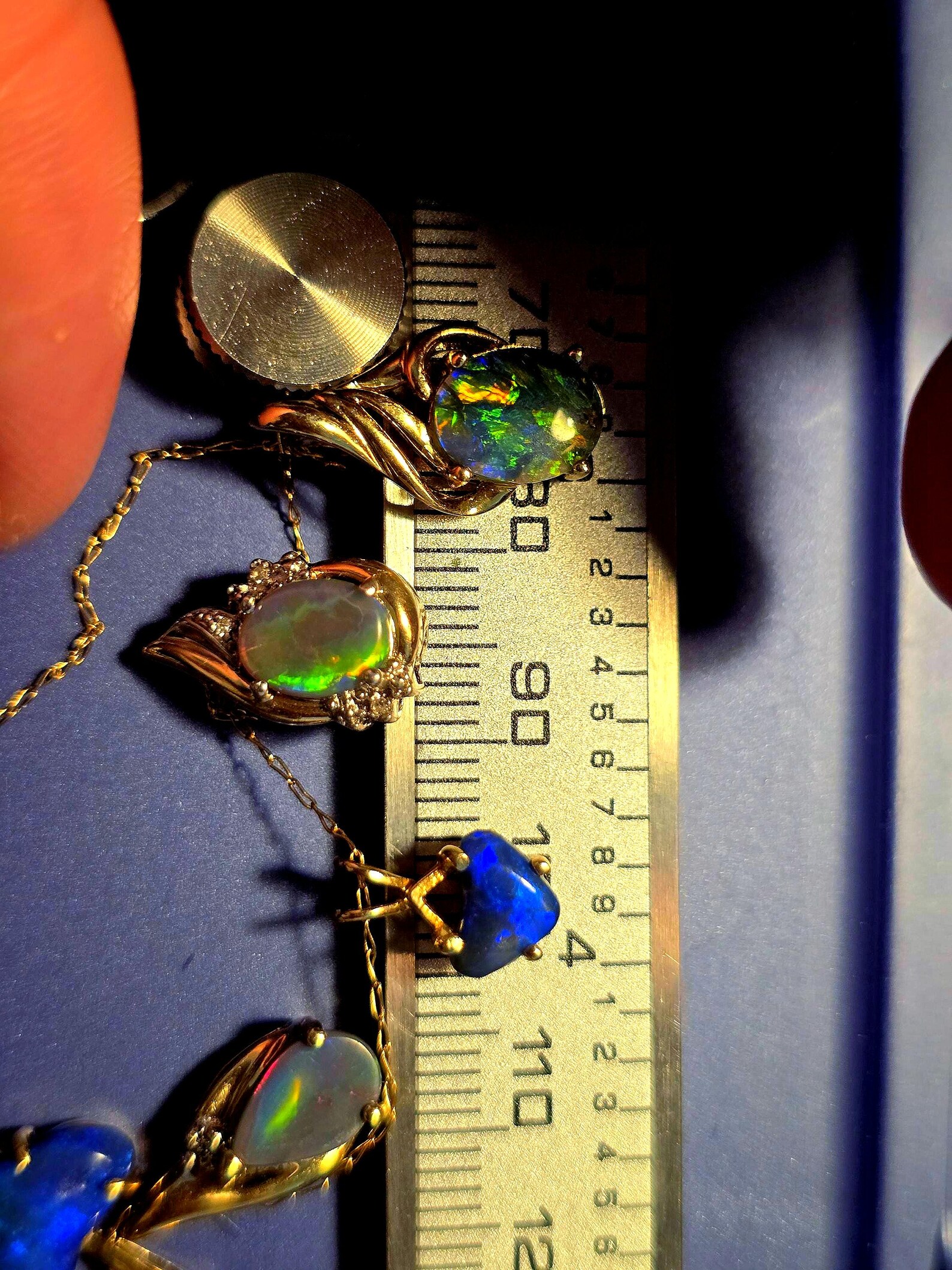 Lightning bolt - NEON Solid 10k Gold Natural Australian Opal Necklace thumbnail 19