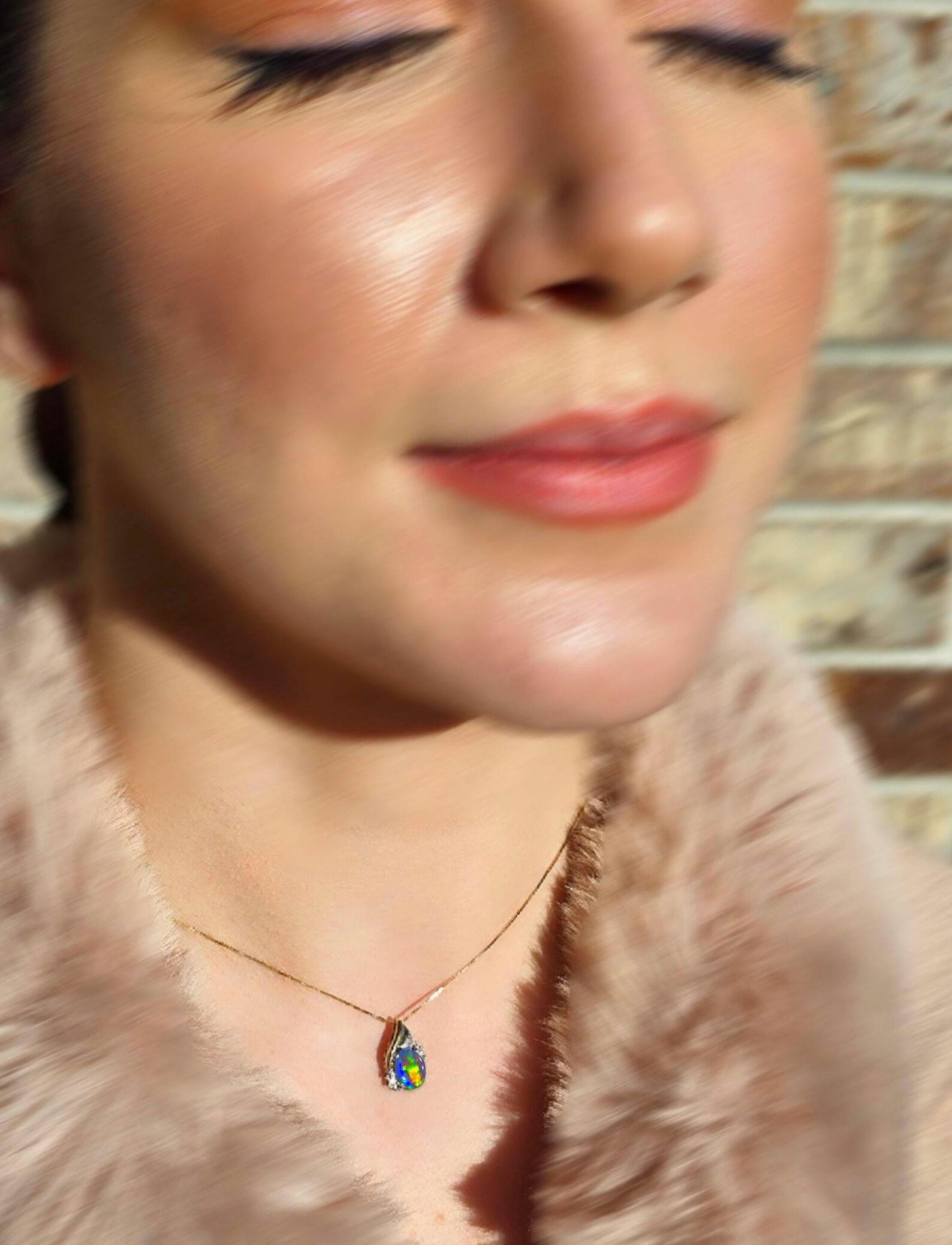 Lightning bolt - NEON Solid 10k Gold Natural Australian Opal Necklace thumbnail 2