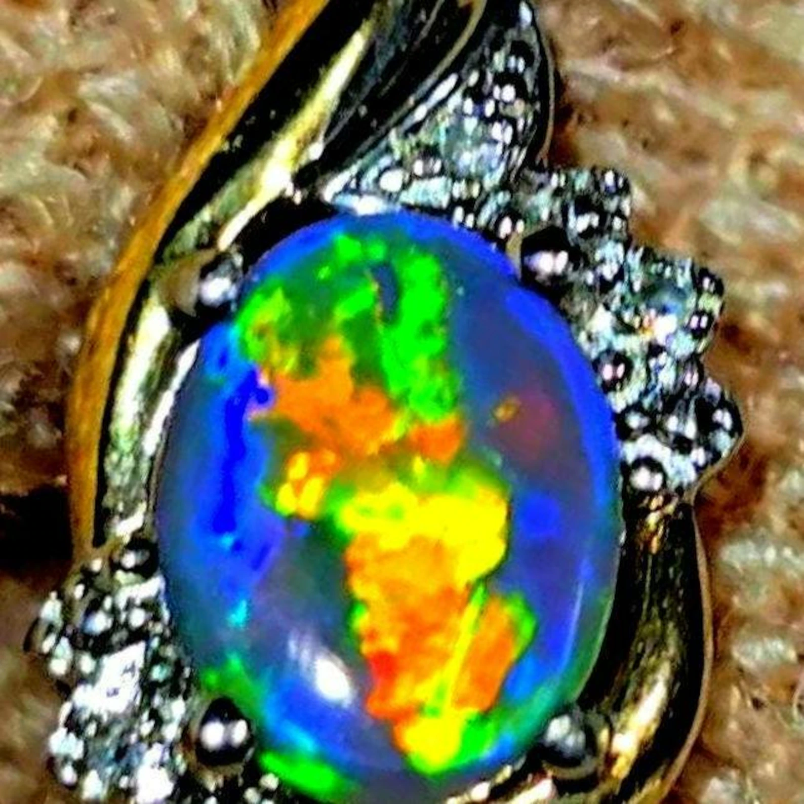Lightning bolt - NEON Solid 10k Gold Natural Australian Opal Necklace