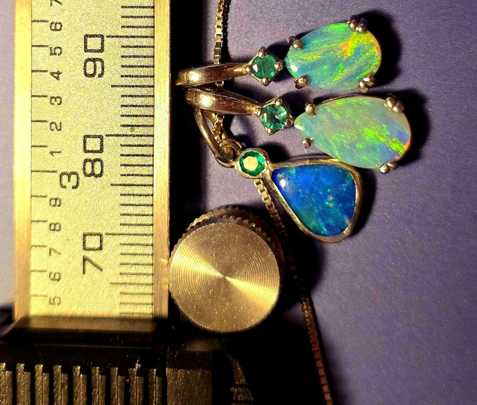 Natural Australian Opal Emerald, Pendant 925 silver thumbnail 11