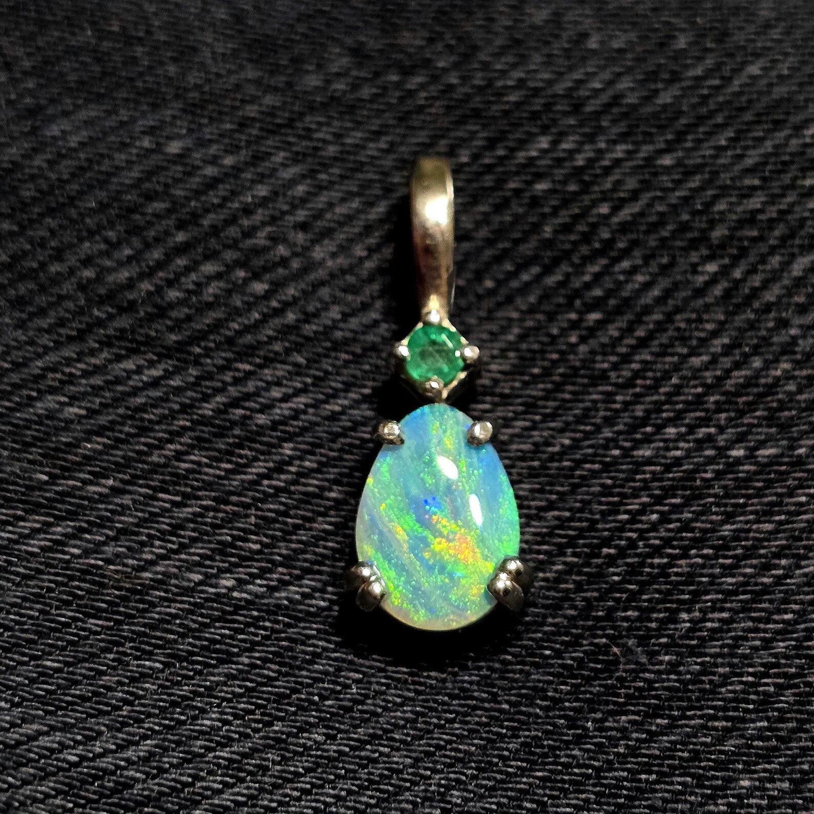 Natural Australian Opal Emerald, Pendant 925 silver thumbnail 8