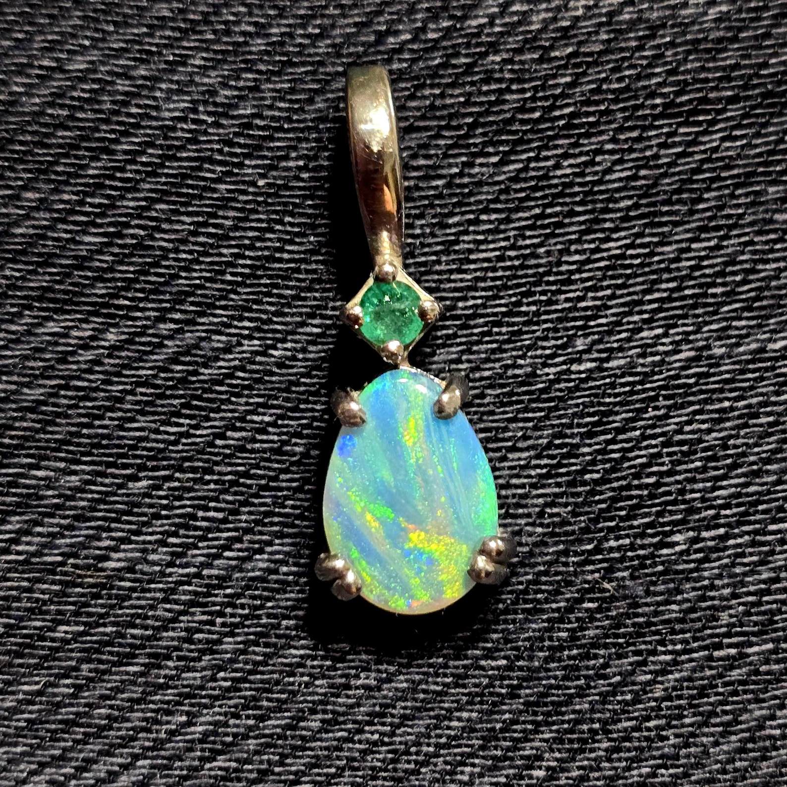 Natural Australian Opal Emerald, Pendant 925 silver thumbnail 10