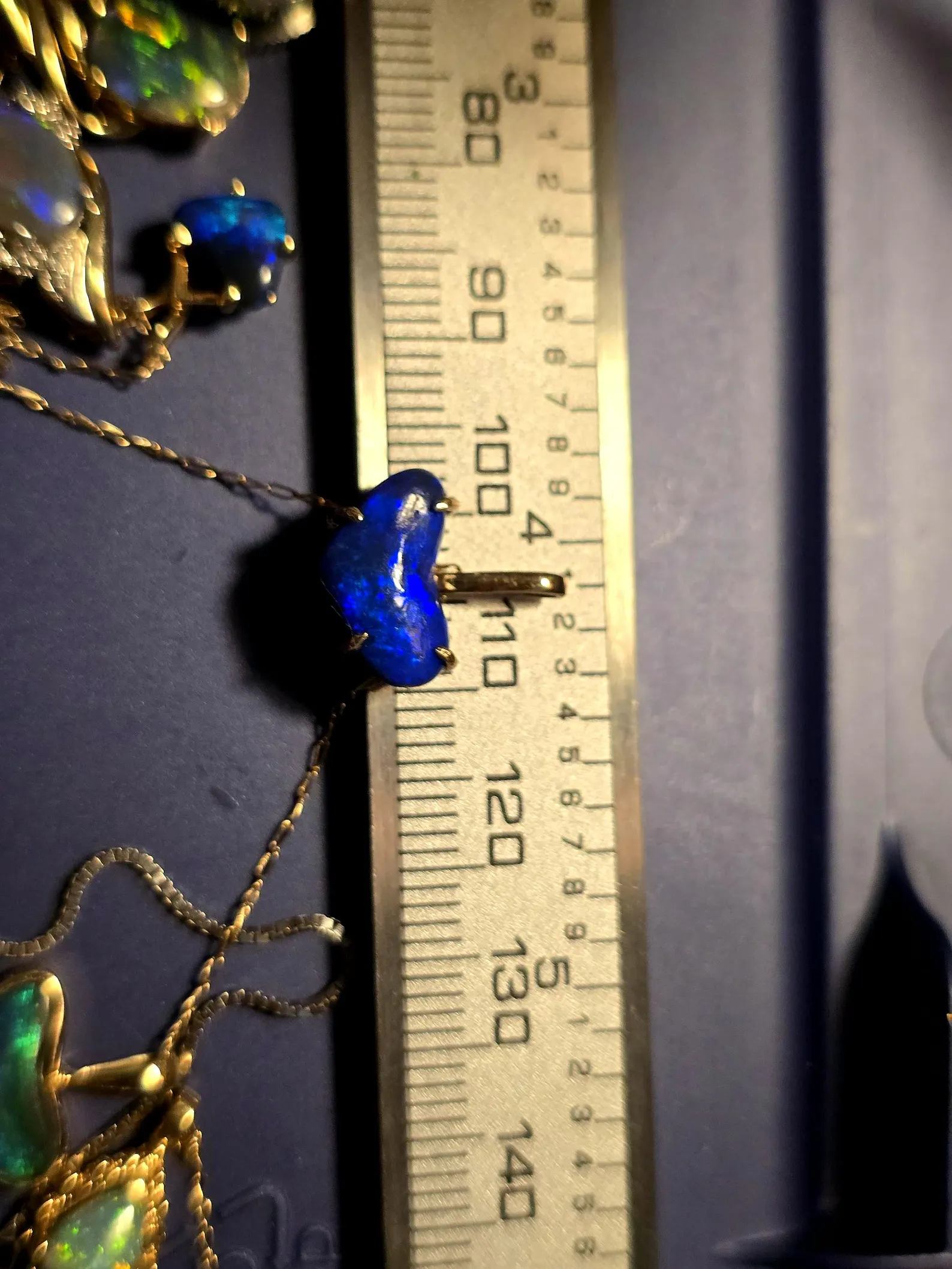 Mighty heart Purple Blue - Solid 9k Gold Natural Australian Black Opal Pendant thumbnail 20