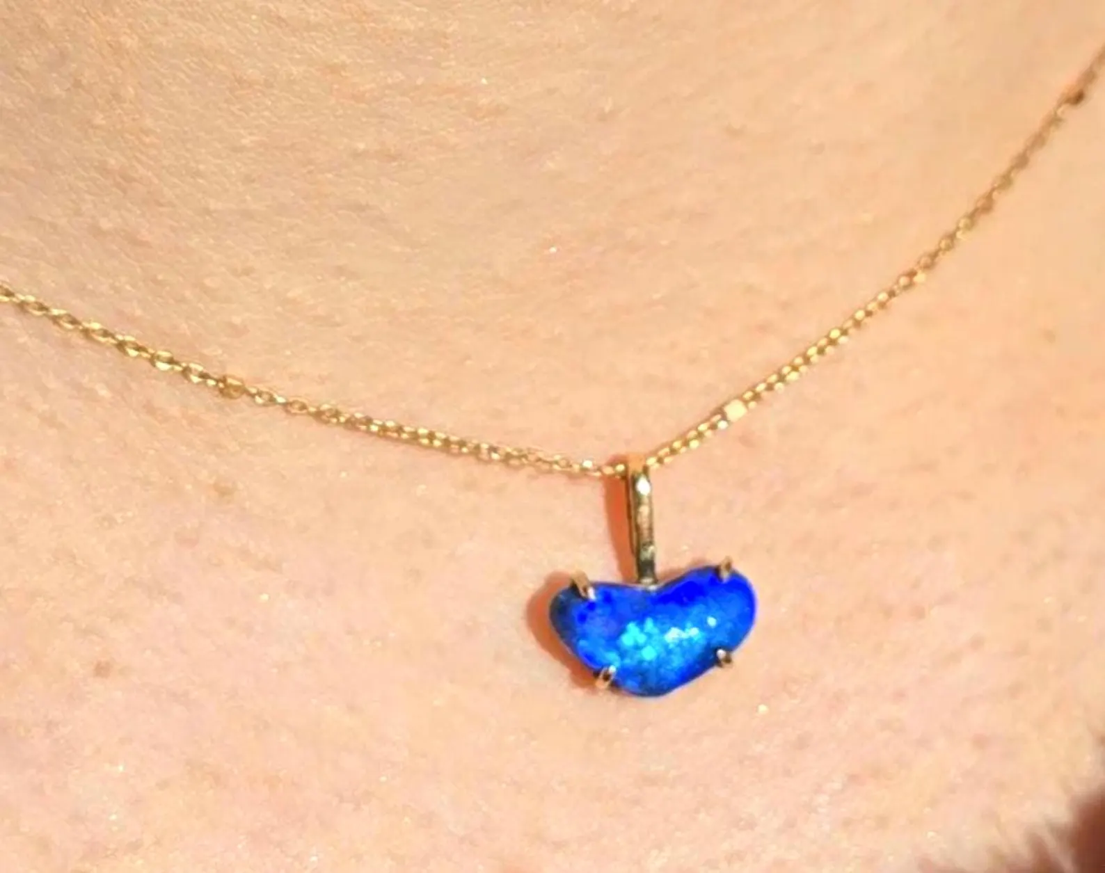 Mighty heart Purple Blue - Solid 9k Gold Natural Australian Black Opal Pendant thumbnail 15