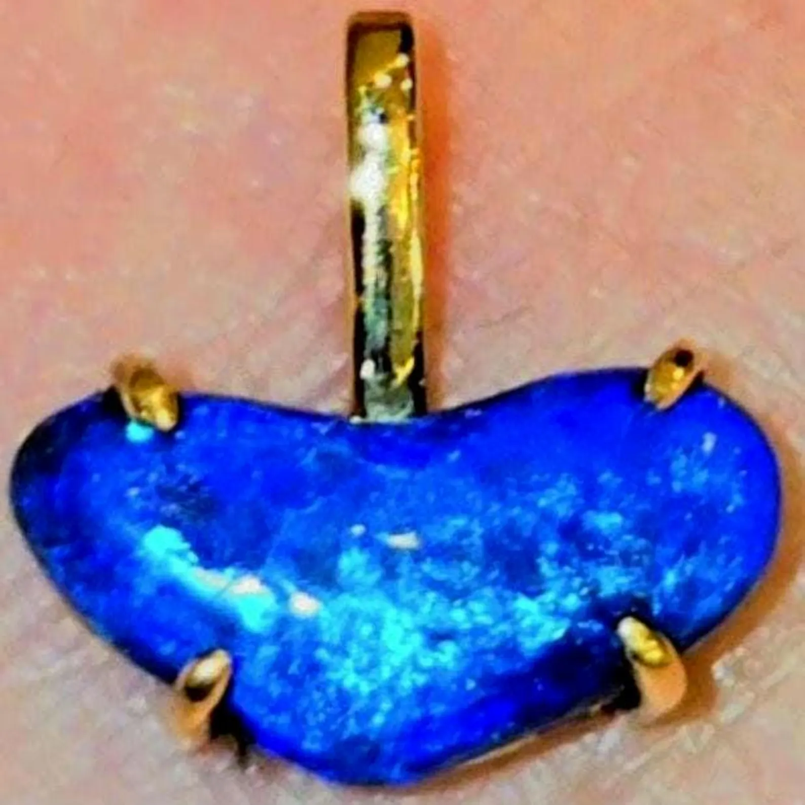 Mighty heart Purple Blue - Solid 9k Gold Natural Australian Black Opal Pendant thumbnail 12
