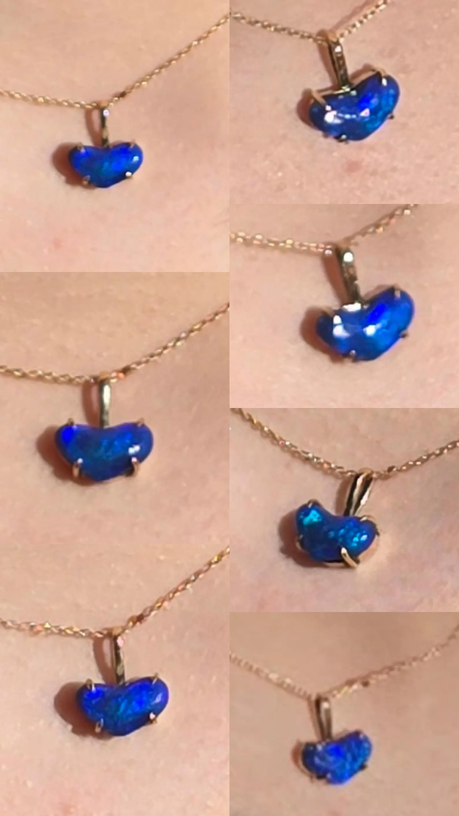 Mighty heart Purple Blue - Solid 9k Gold Natural Australian Black Opal Pendant thumbnail 10