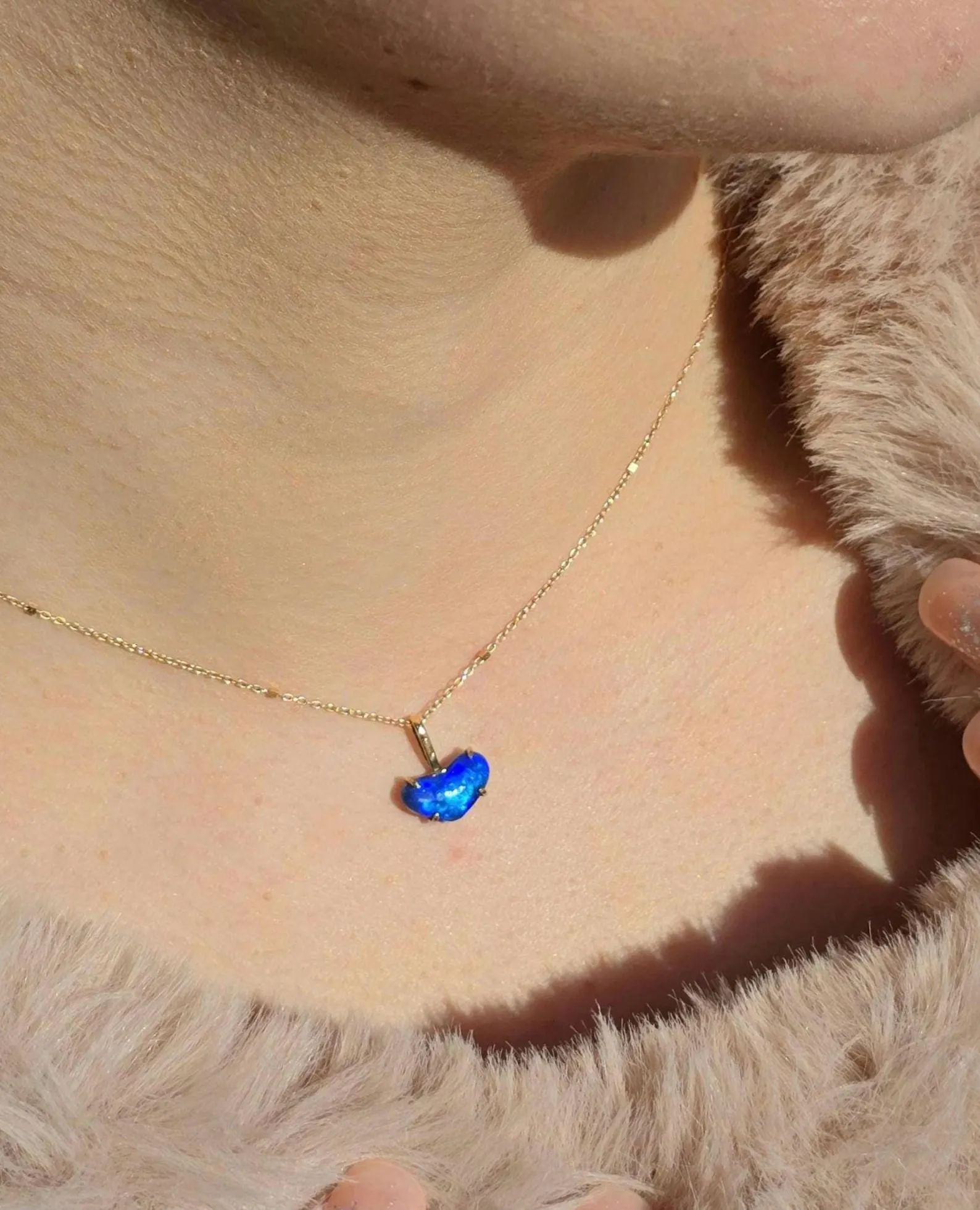 Mighty heart Purple Blue - Solid 9k Gold Natural Australian Black Opal Pendant thumbnail 4