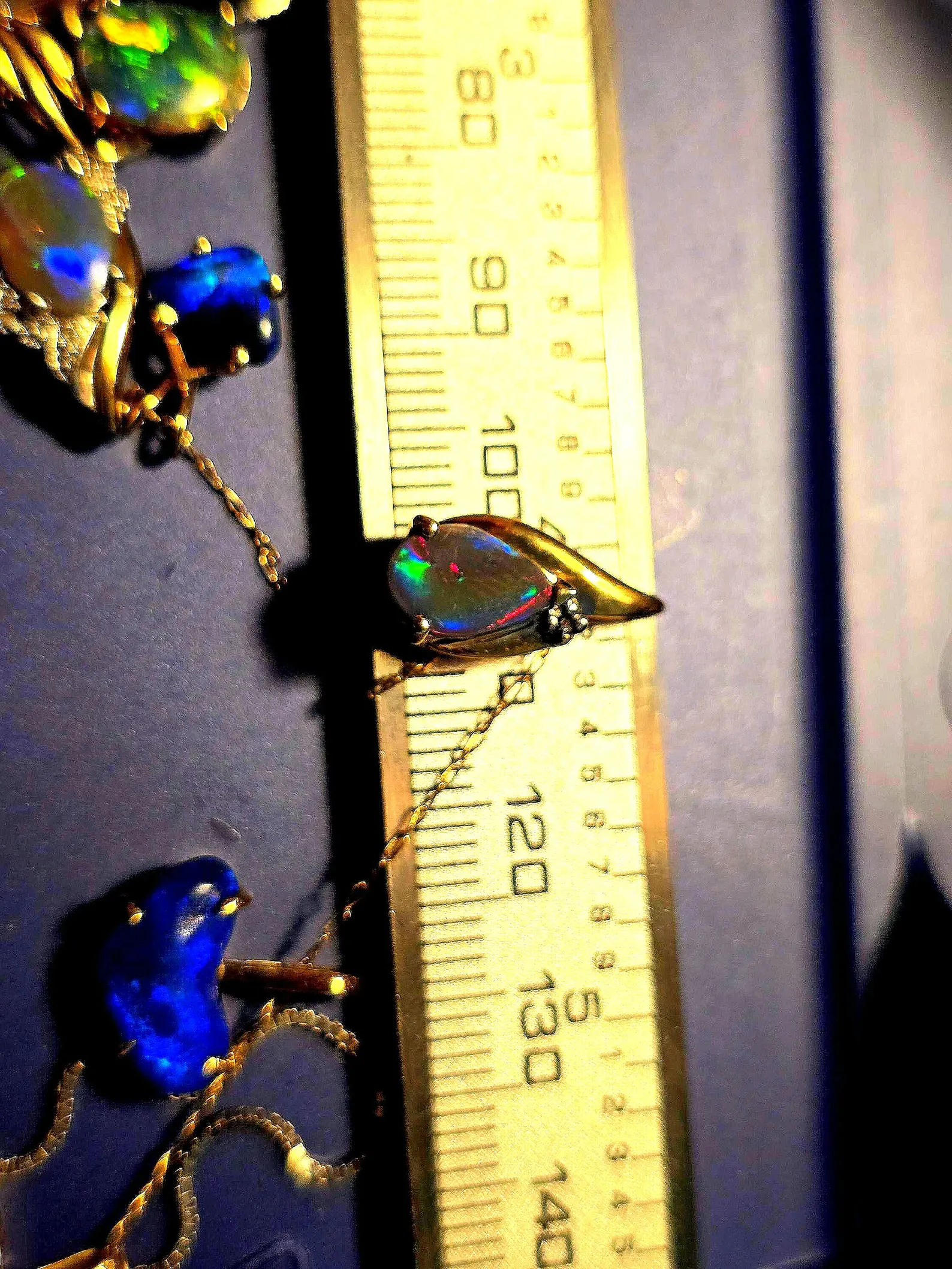 Fuchsia queen -Solid 10k Gold Natural Australian Opal Diamond Necklace thumbnail 17