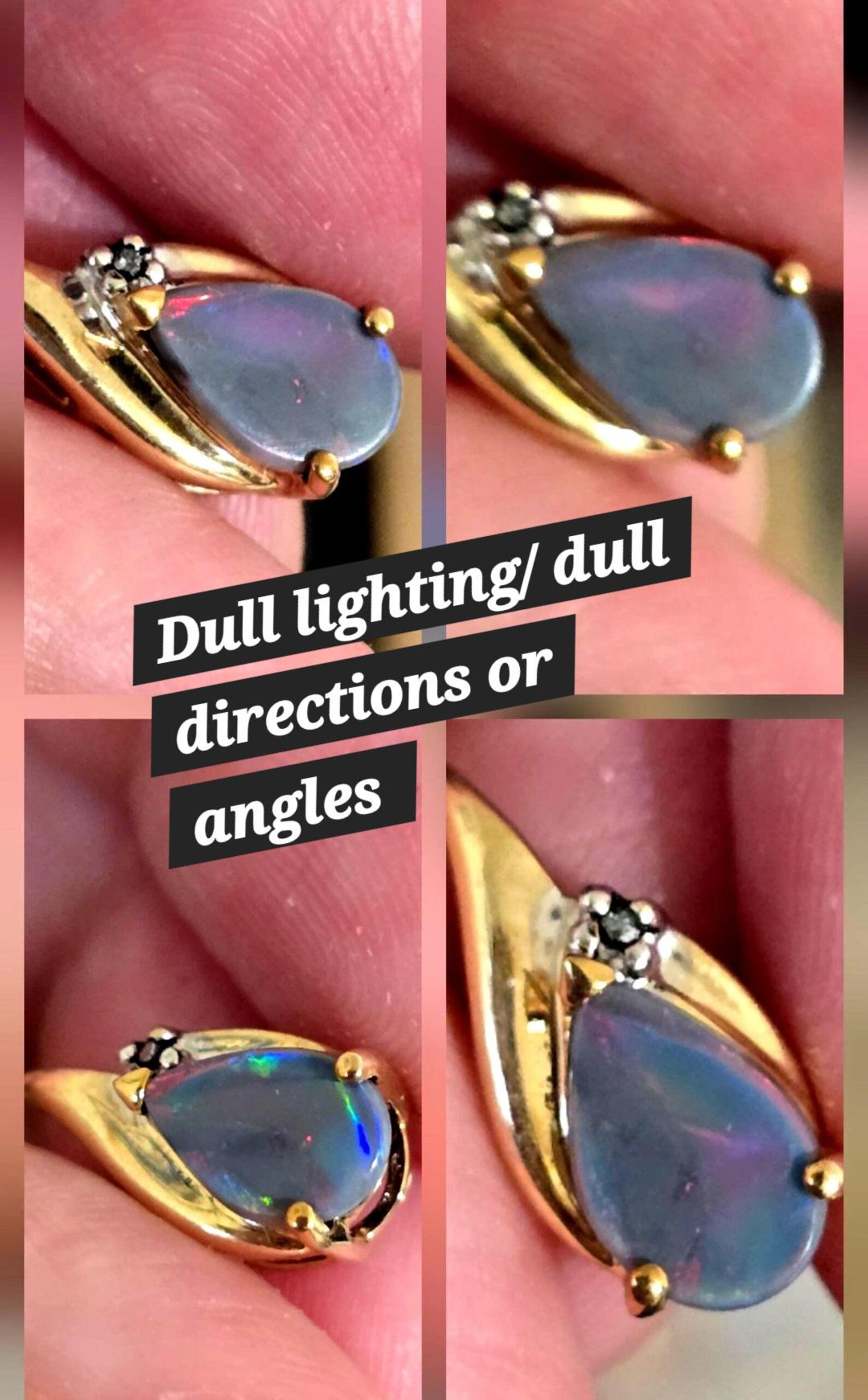 Fuchsia queen -Solid 10k Gold Natural Australian Opal Diamond Necklace thumbnail 6