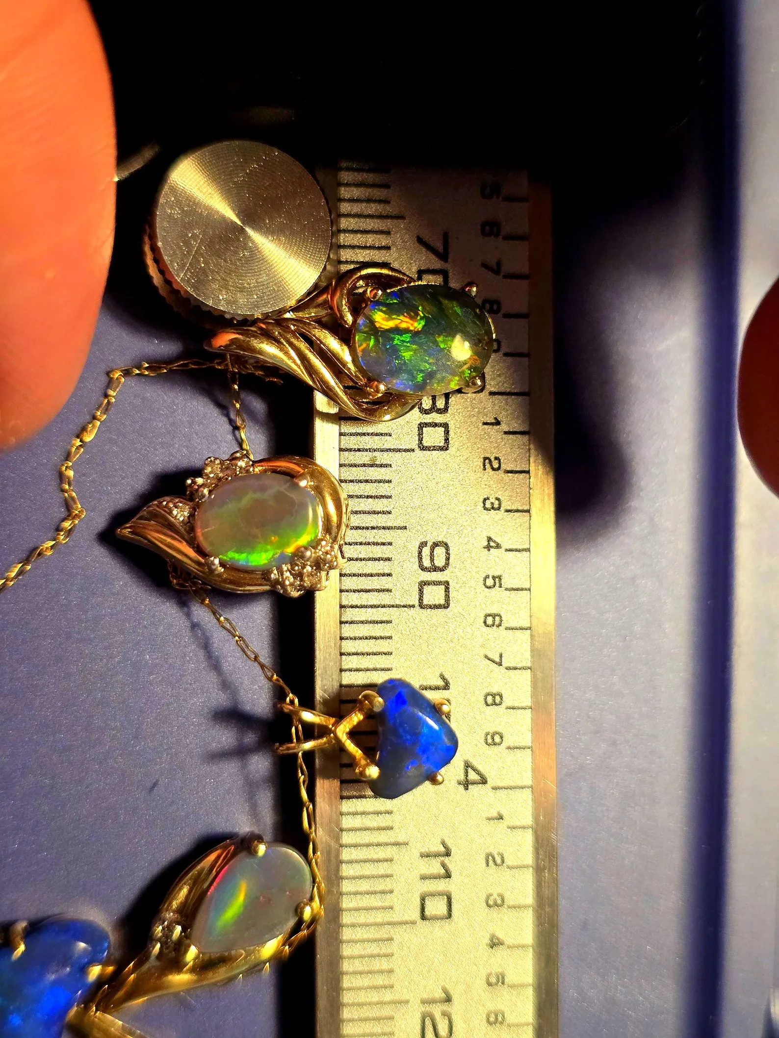 Picasso Palette- Solid 14k Gold Natural Black Australian Opal Pendant thumbnail 18