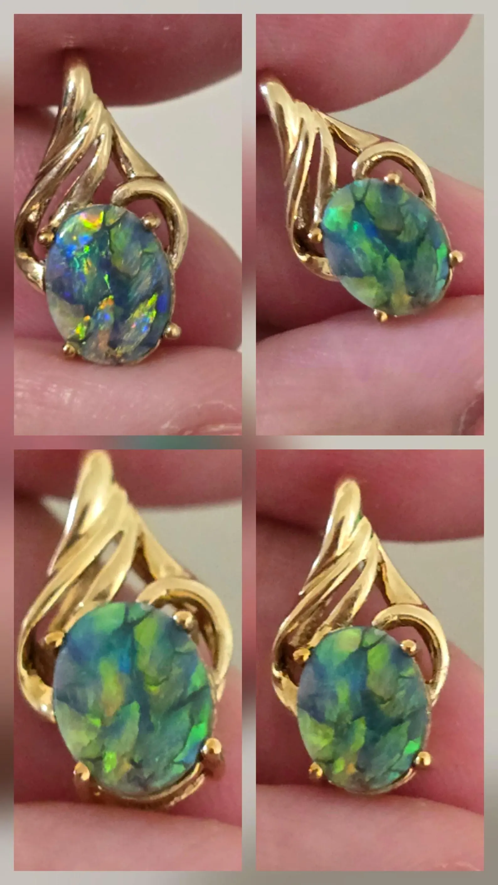 Picasso Palette- Solid 14k Gold Natural Black Australian Opal Pendant thumbnail 5