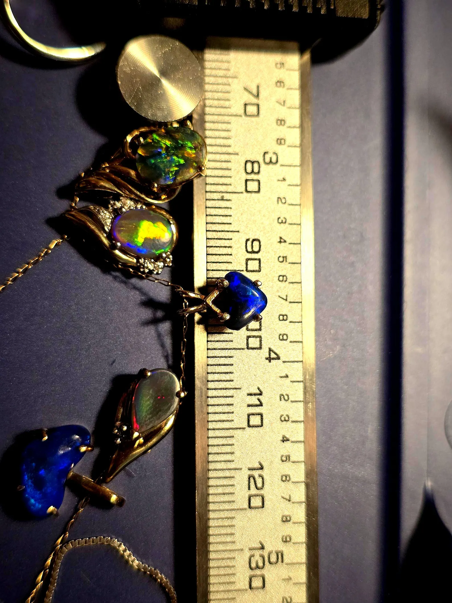 Electric Heart - Solid 10k Gold  Genuine Black Opal Heart Pendant  thumbnail 20