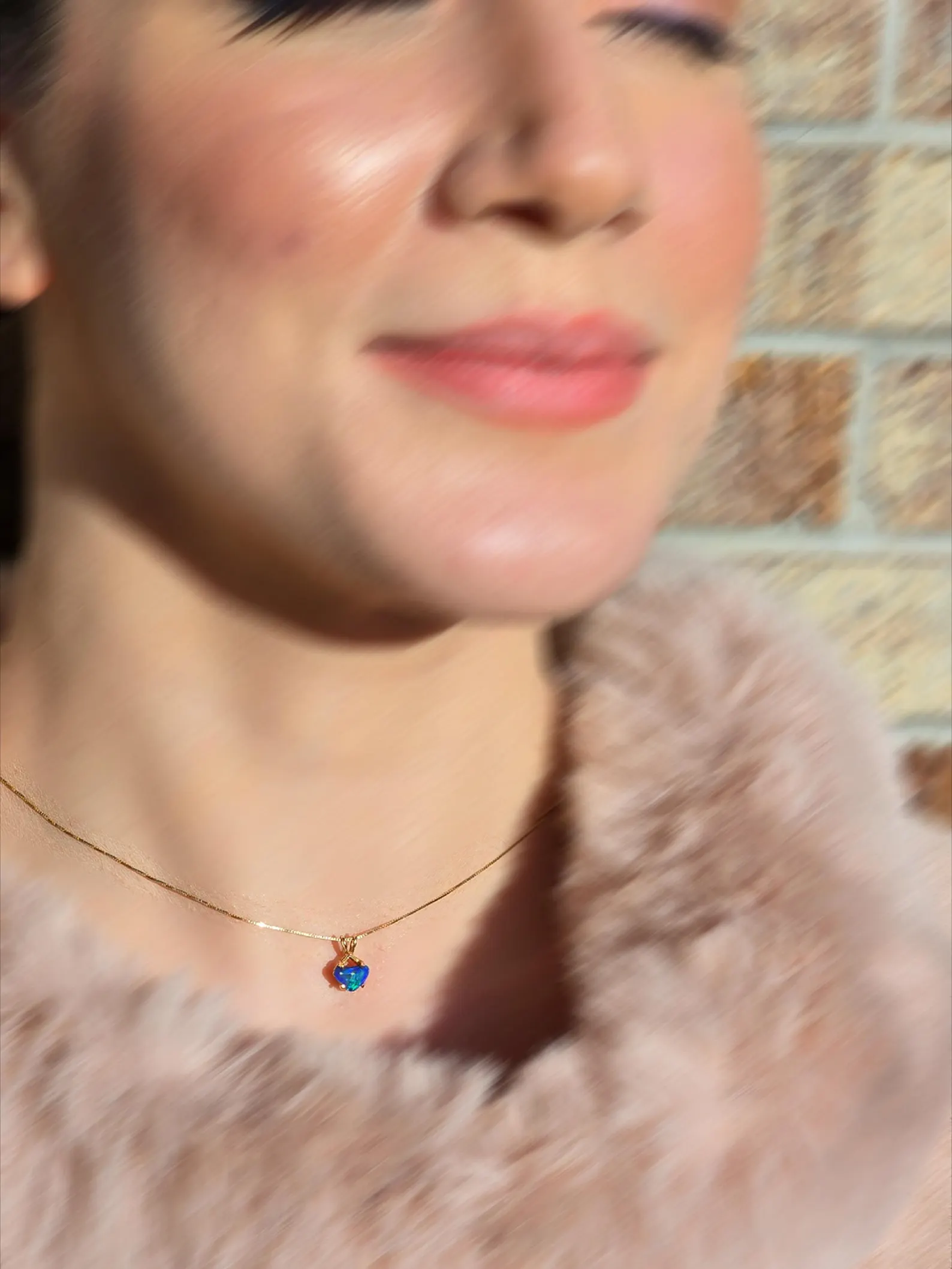 Electric Heart - Solid 10k Gold  Genuine Black Opal Heart Pendant  thumbnail 4