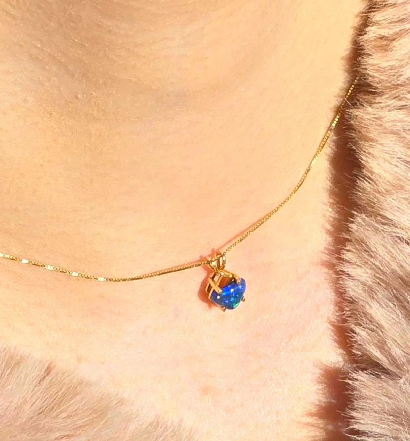 Electric Heart - Solid 10k Gold  Genuine Black Opal Heart Pendant  thumbnail 17