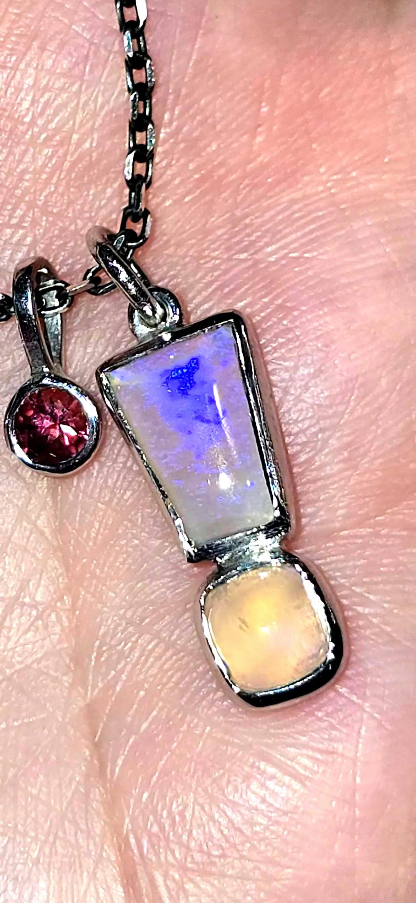  Exclamation mark - Natural Australian Opal Pendant, 925 Silver Purple  Lavender Opal thumbnail 5