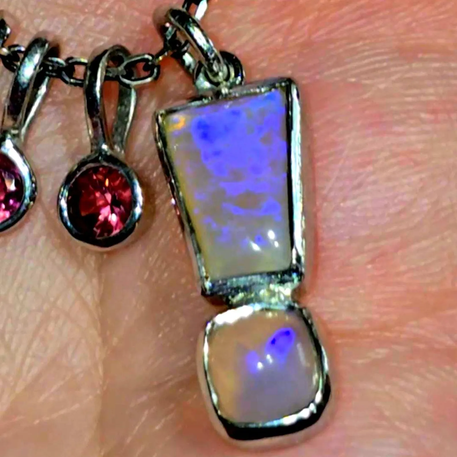  Exclamation mark - Natural Australian Opal Pendant, 925 Silver Purple  Lavender Opal thumbnail 3