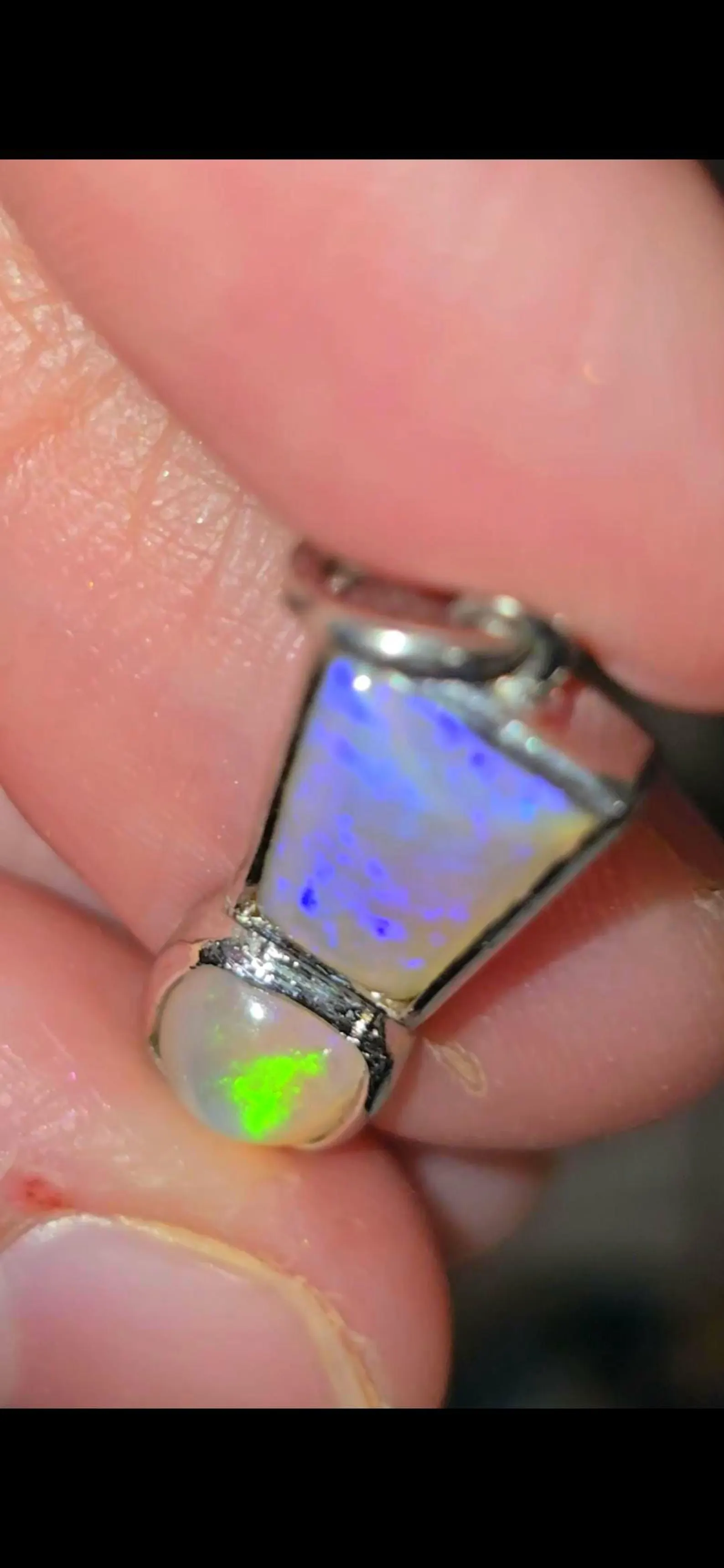  Exclamation mark - Natural Australian Opal Pendant, 925 Silver Purple  Lavender Opal thumbnail 6