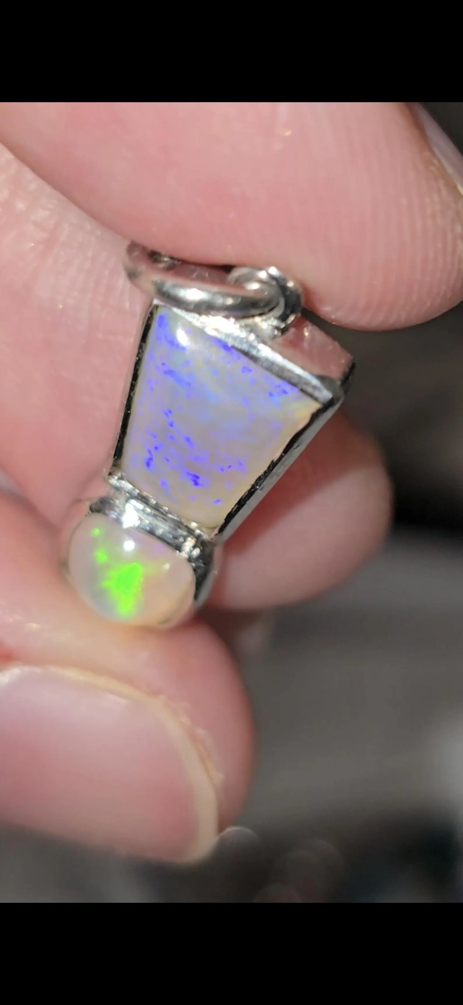  Exclamation mark - Natural Australian Opal Pendant, 925 Silver Purple  Lavender Opal thumbnail 8
