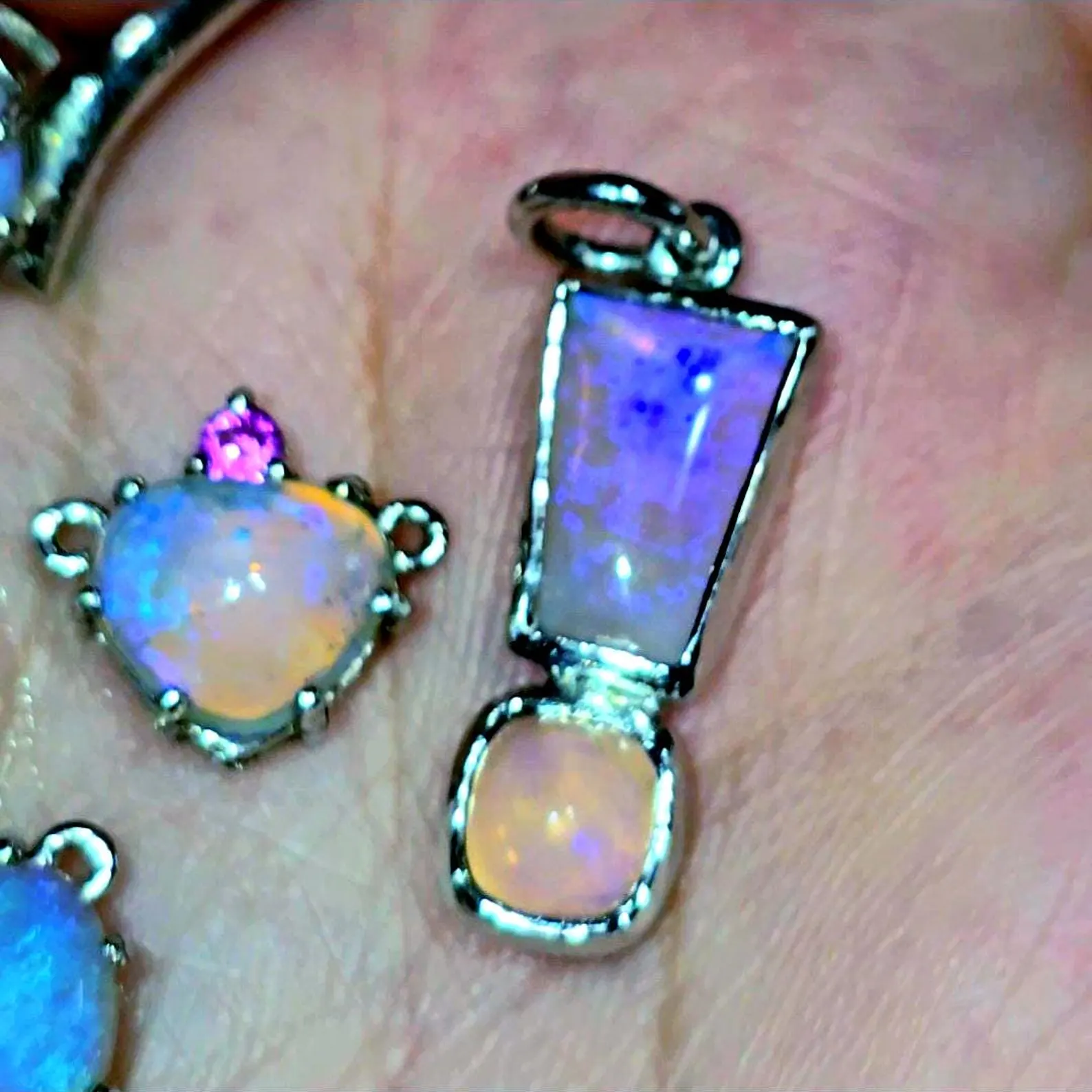  Exclamation mark - Natural Australian Opal Pendant, 925 Silver Purple  Lavender Opal thumbnail 7