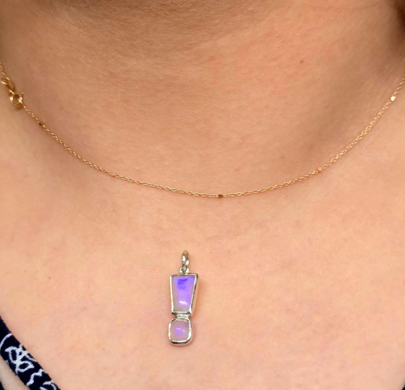  Exclamation mark - Natural Australian Opal Pendant, 925 Silver Purple  Lavender Opal thumbnail 10
