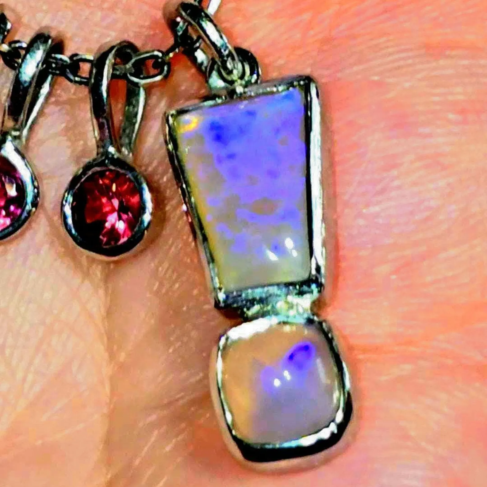 Exclamation mark - Natural Australian Opal Pendant, 925 Silver Purple  Lavender Opal thumbnail 11