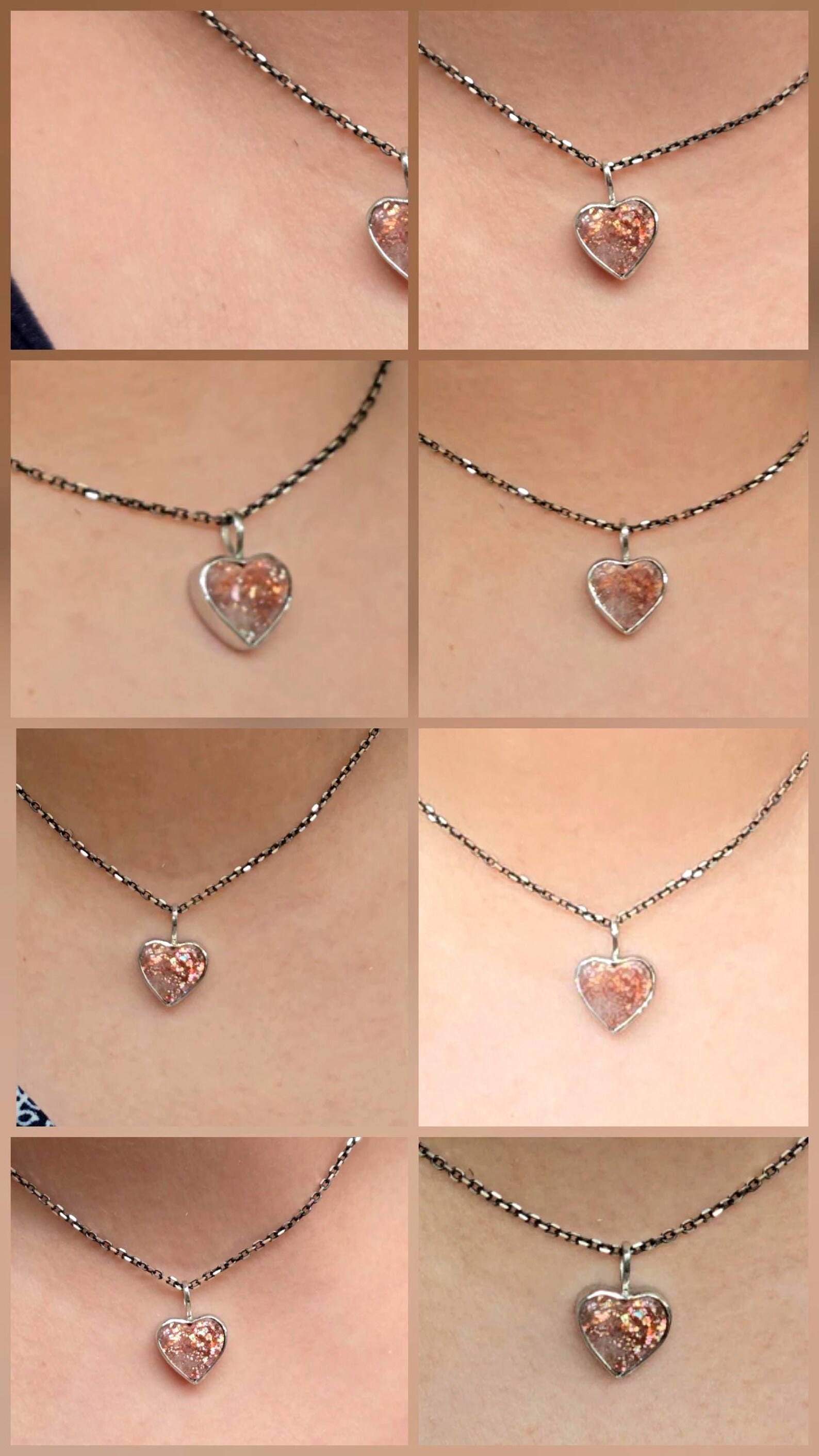 Confetti Sunstone Lattice Pendant 925 Silver Heart  thumbnail 16