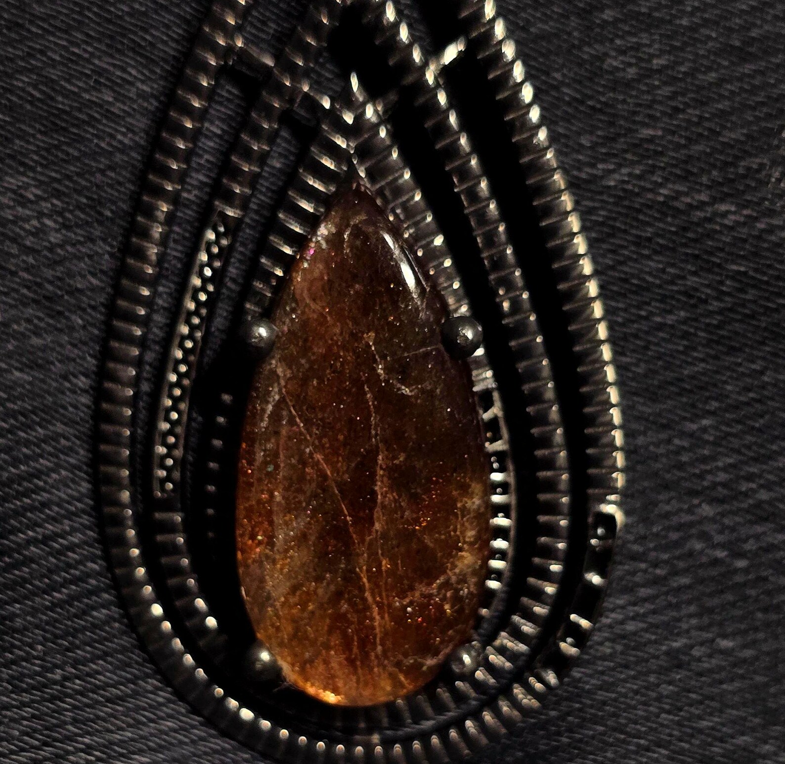 Mystery babe- Purple haze Sunstone Lattice Pendant 925 Silver Black Rhodium thumbnail 11