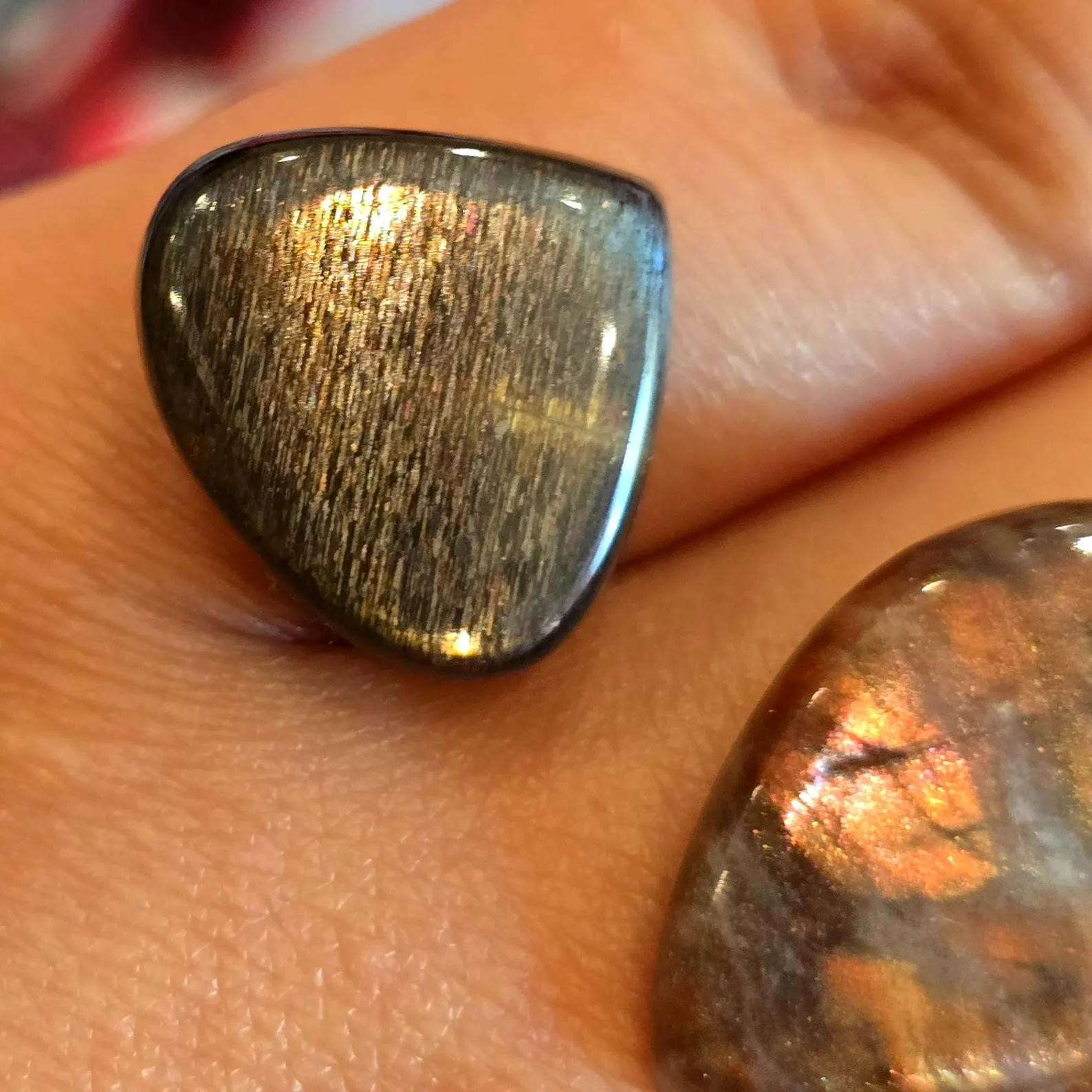 CUSTOMS 2 - Purple Haze Sunstone Lattice Ring Necklace - Black gold pears thumbnail 3