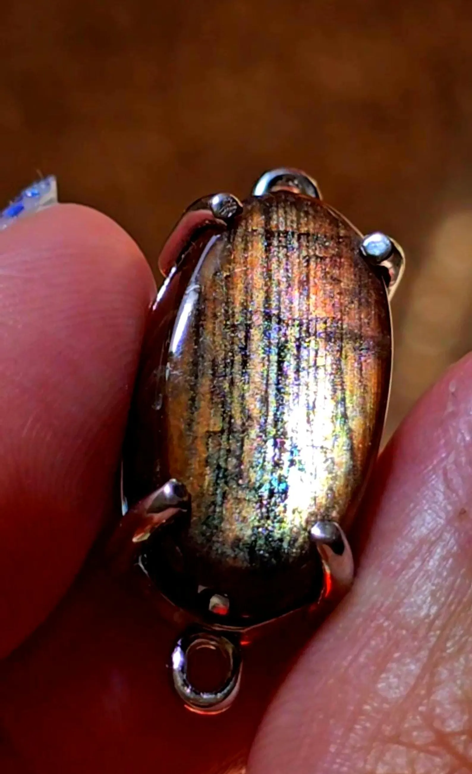 Holographic Purple Haze Sunstone Lattice Pendant 925 Silver thumbnail 2