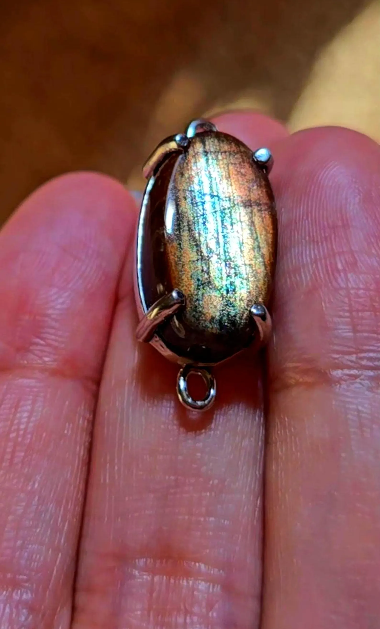Holographic Purple Haze Sunstone Lattice Pendant 925 Silver thumbnail 4