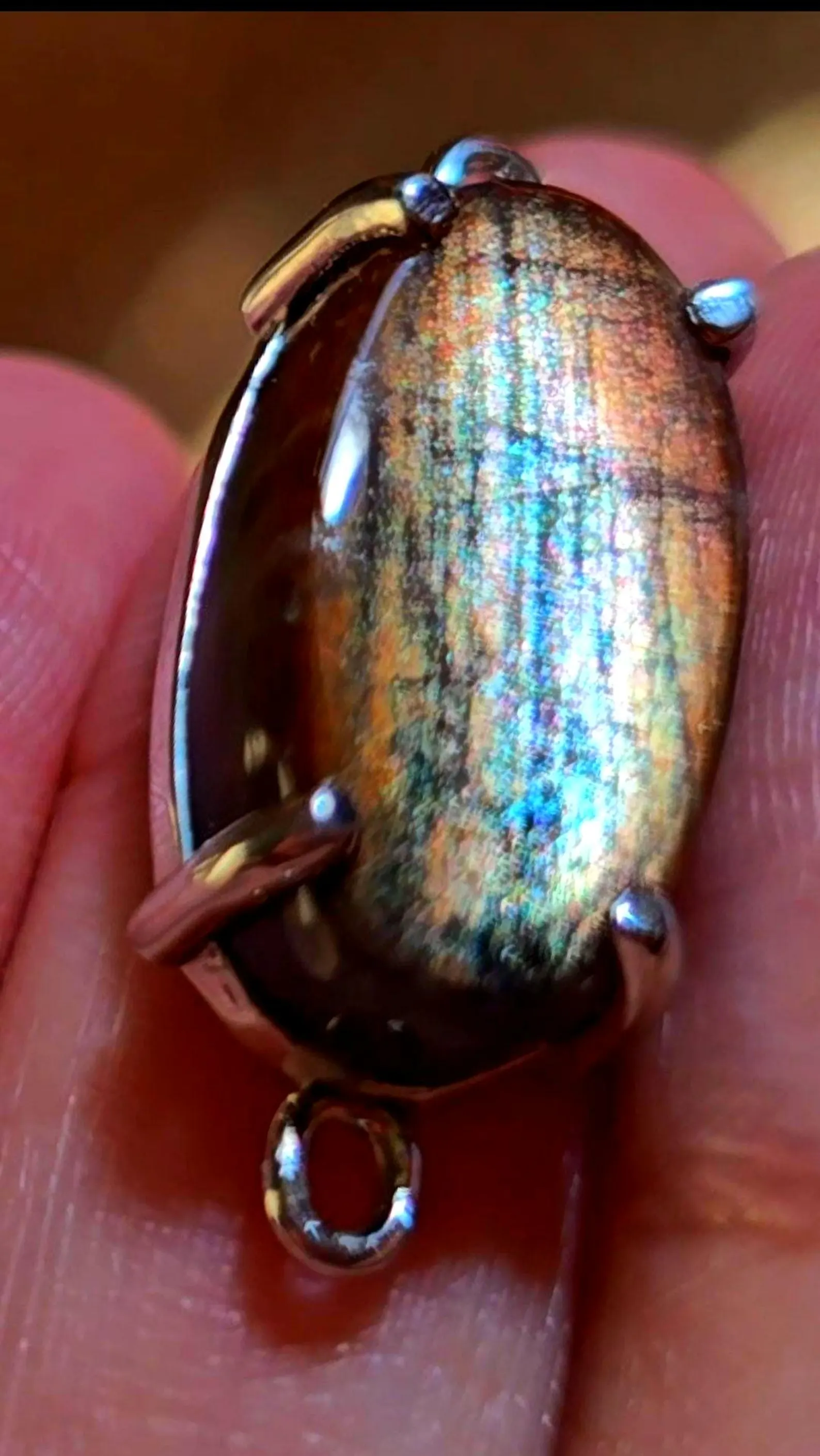 Holographic Purple Haze Sunstone Lattice Pendant 925 Silver thumbnail 6