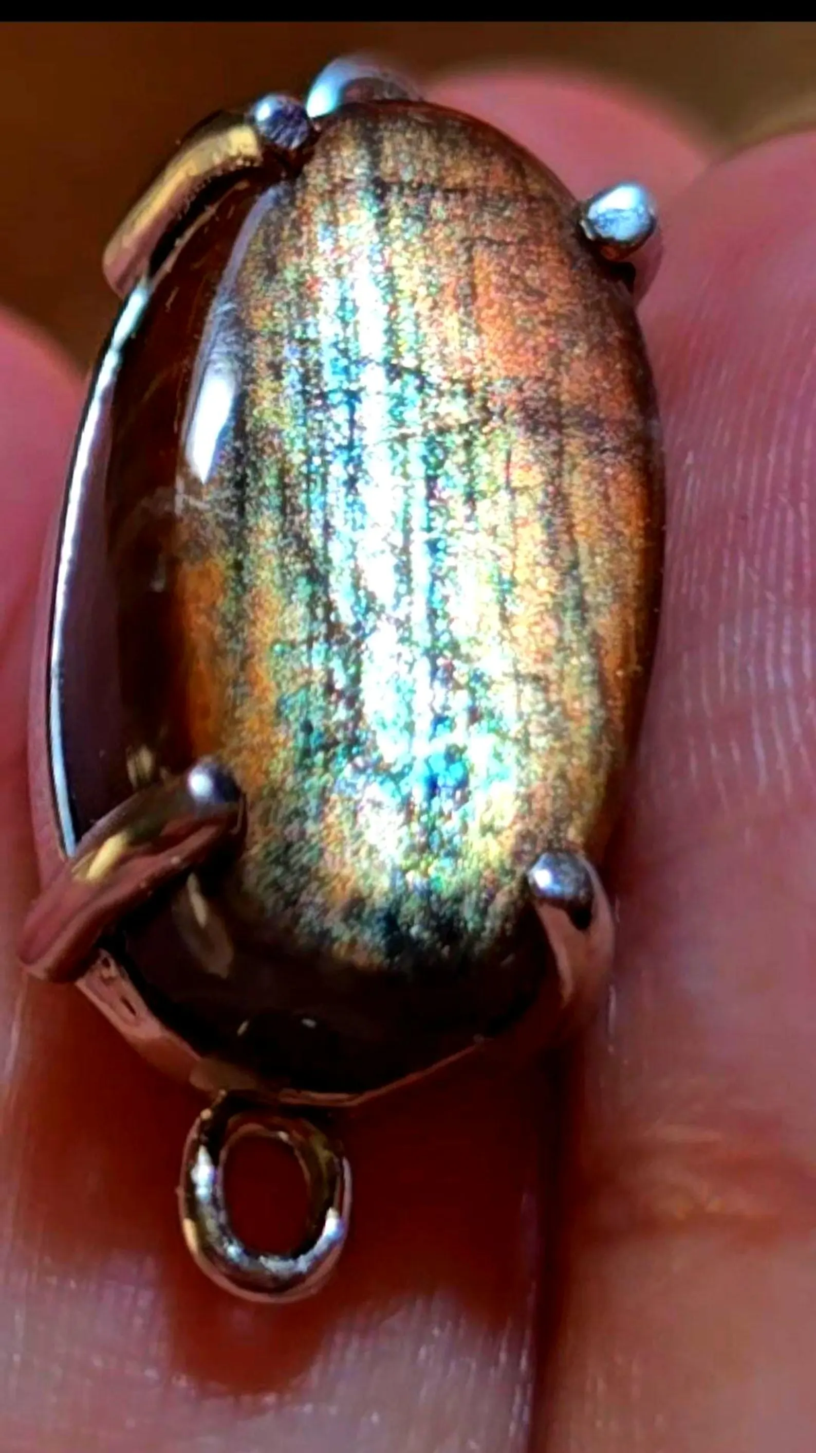 Holographic Purple Haze Sunstone Lattice Pendant 925 Silver thumbnail 7